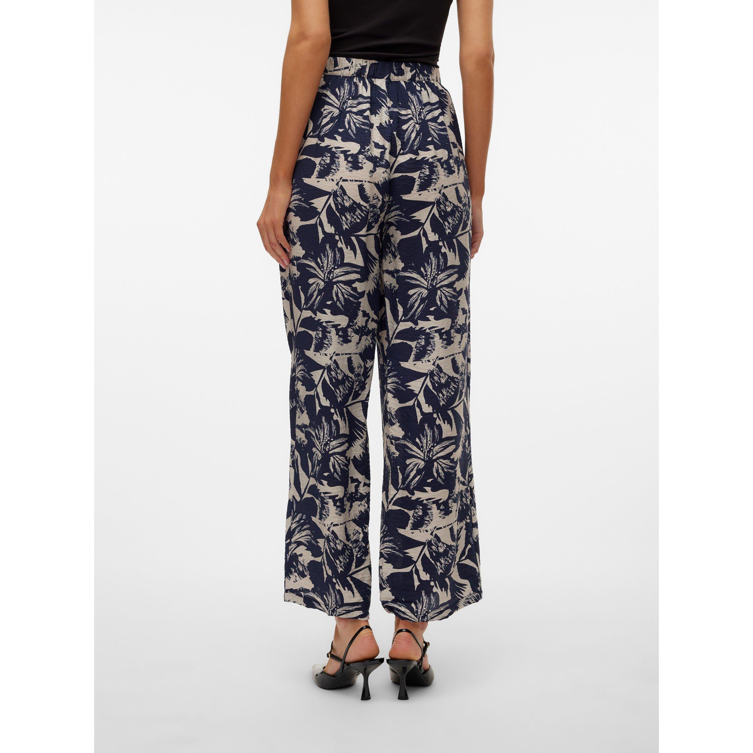 Navy Blazer - Vero Moda - Women's High Rise Wide Leg Trousers - 3