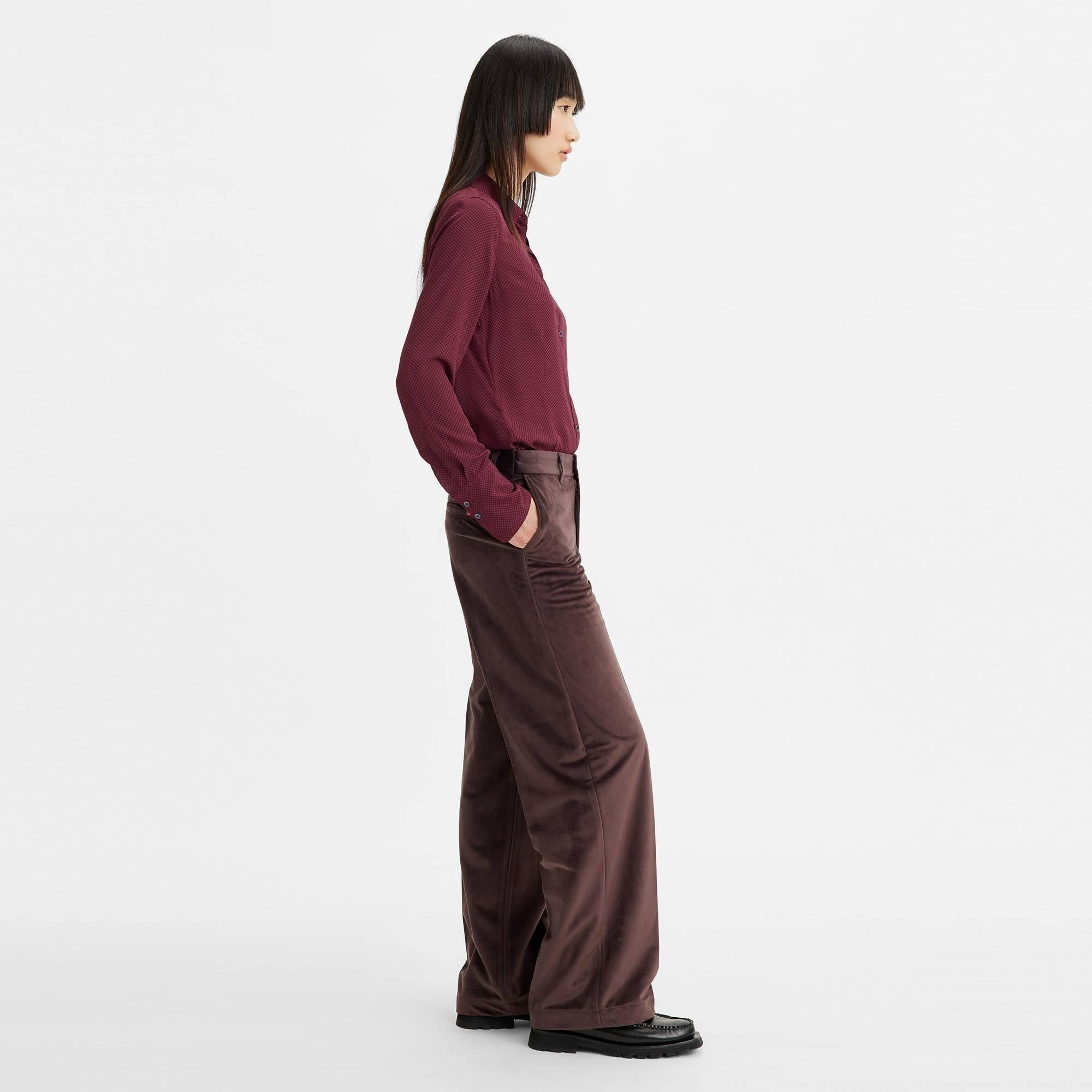 Chocolate Plum - Levis - Women's Chocolate Plum Baggy Wide Leg Trousers - 4