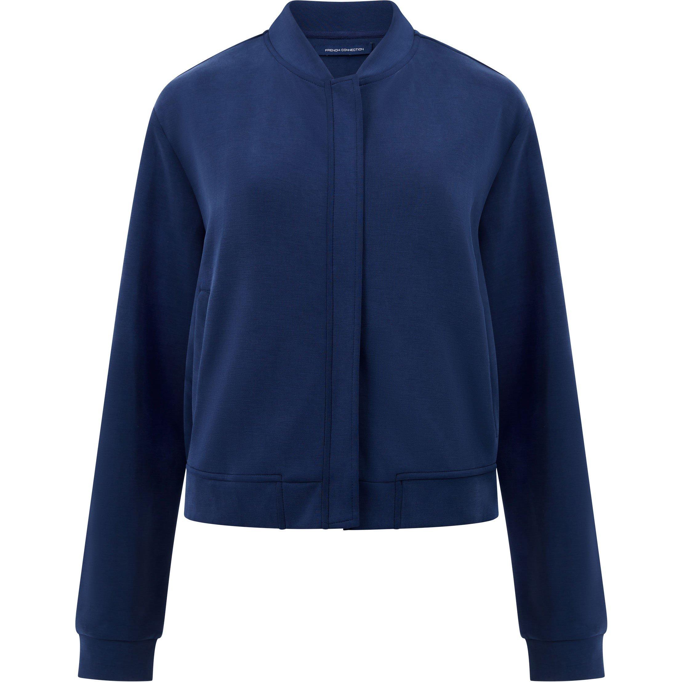 Midnight Blue - French Connection - Women's Wren Zipped Through Bomber Jacket - 4