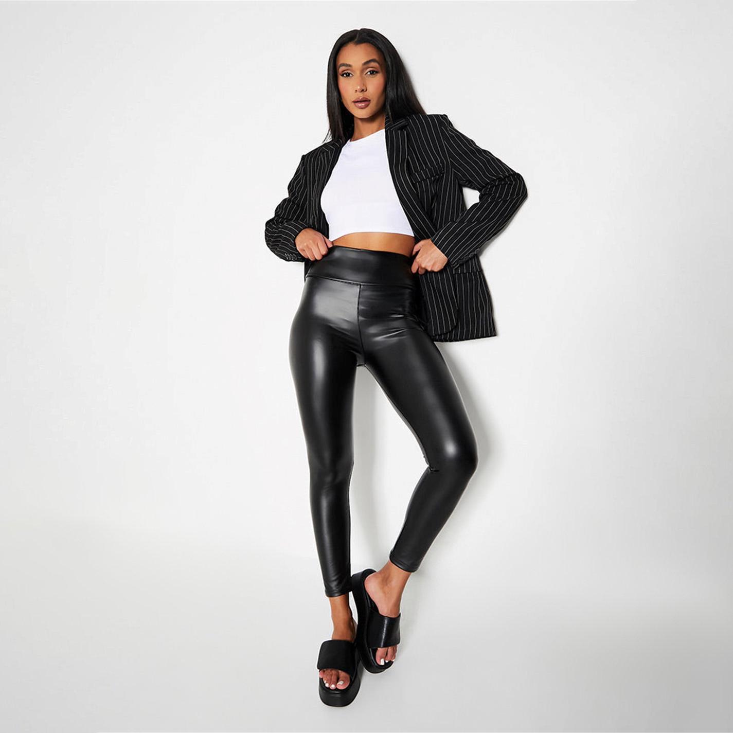 Black - I Saw It First - ISAWITFIRST Wet Look Faux Leather High Waist Leggings - 1