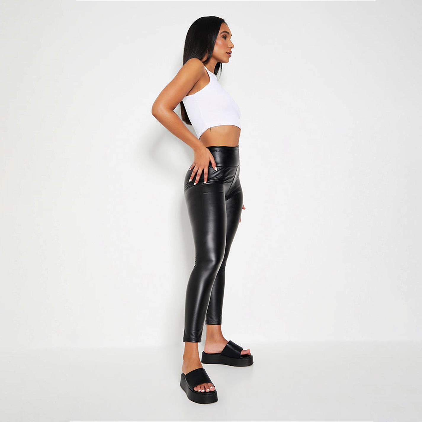 Black - I Saw It First - ISAWITFIRST Wet Look Faux Leather High Waist Leggings - 2