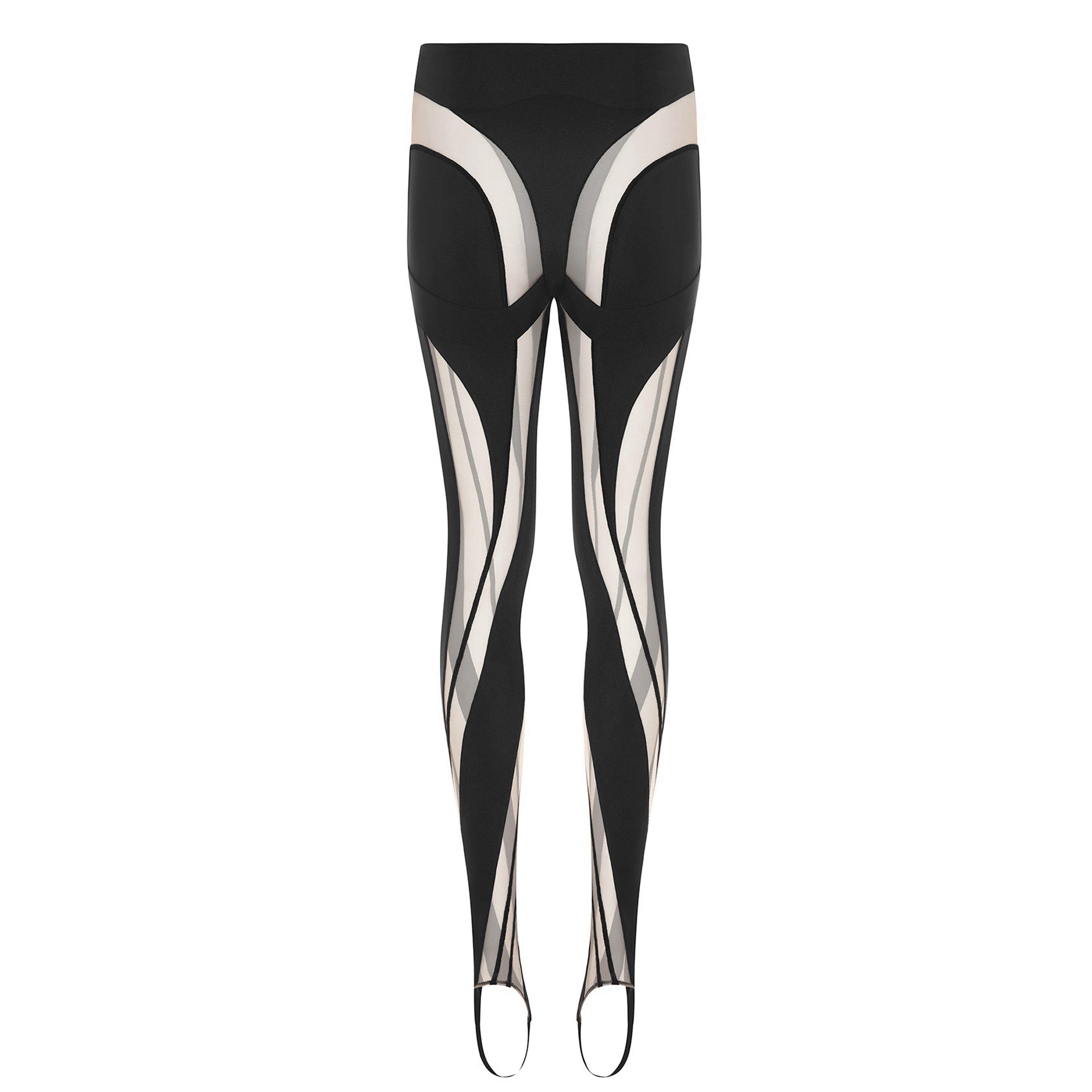 19991 Black 01 - Mugler - Sheer Swirl Leggings - 5
