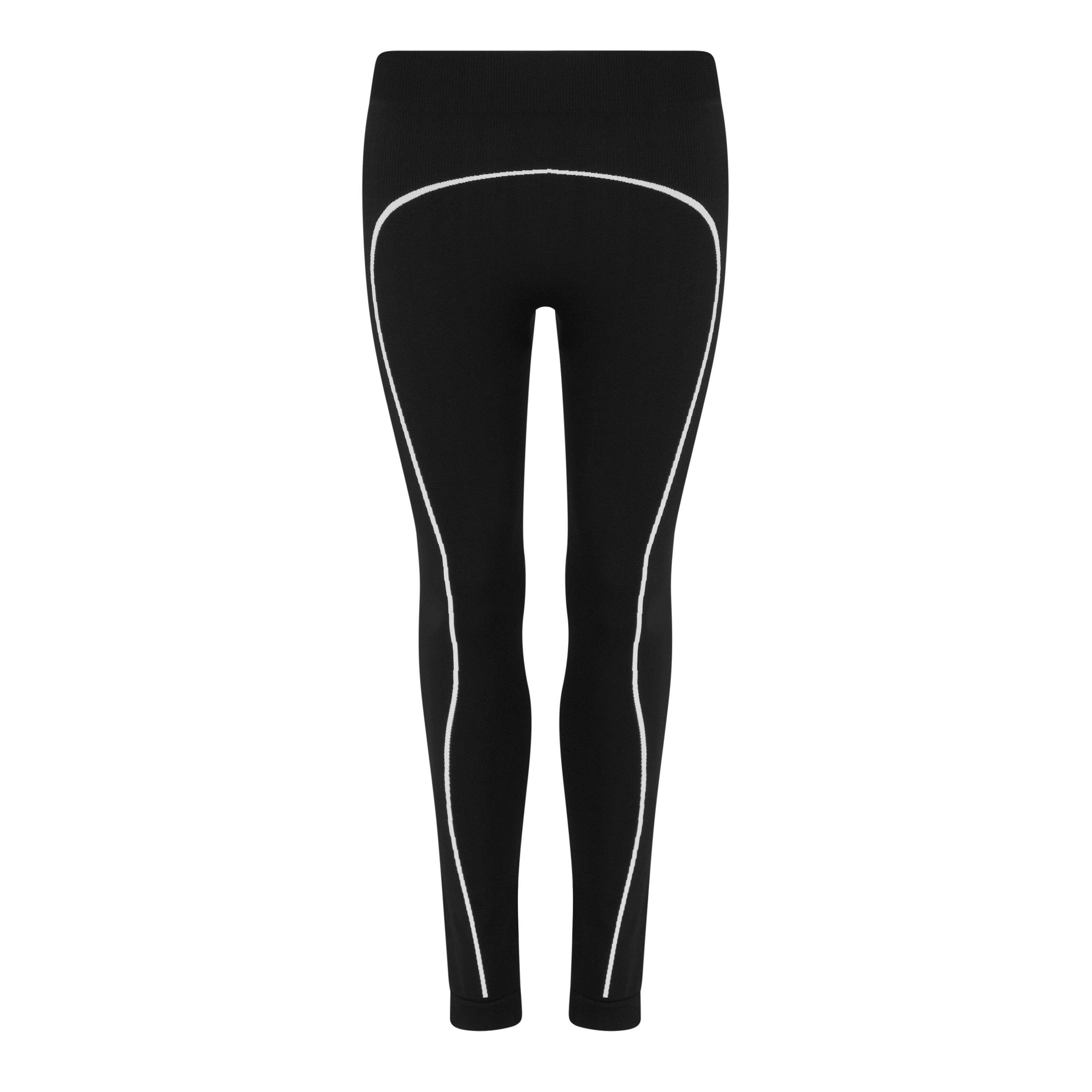 Black 1001 - Off White - Women's High Rise Seamless Leggings - 1