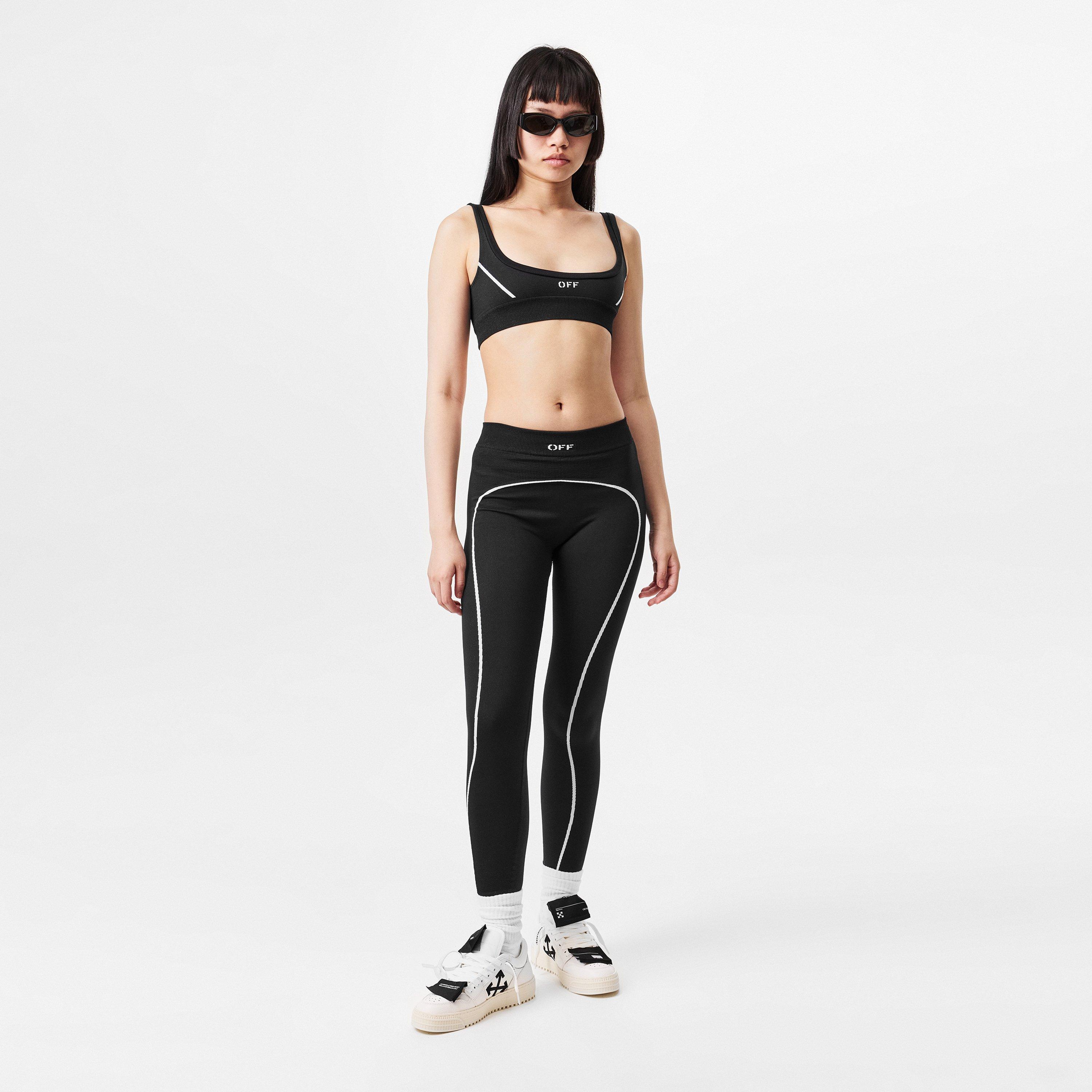 Black 1001 - Off White - Women's High Rise Seamless Legging - 6