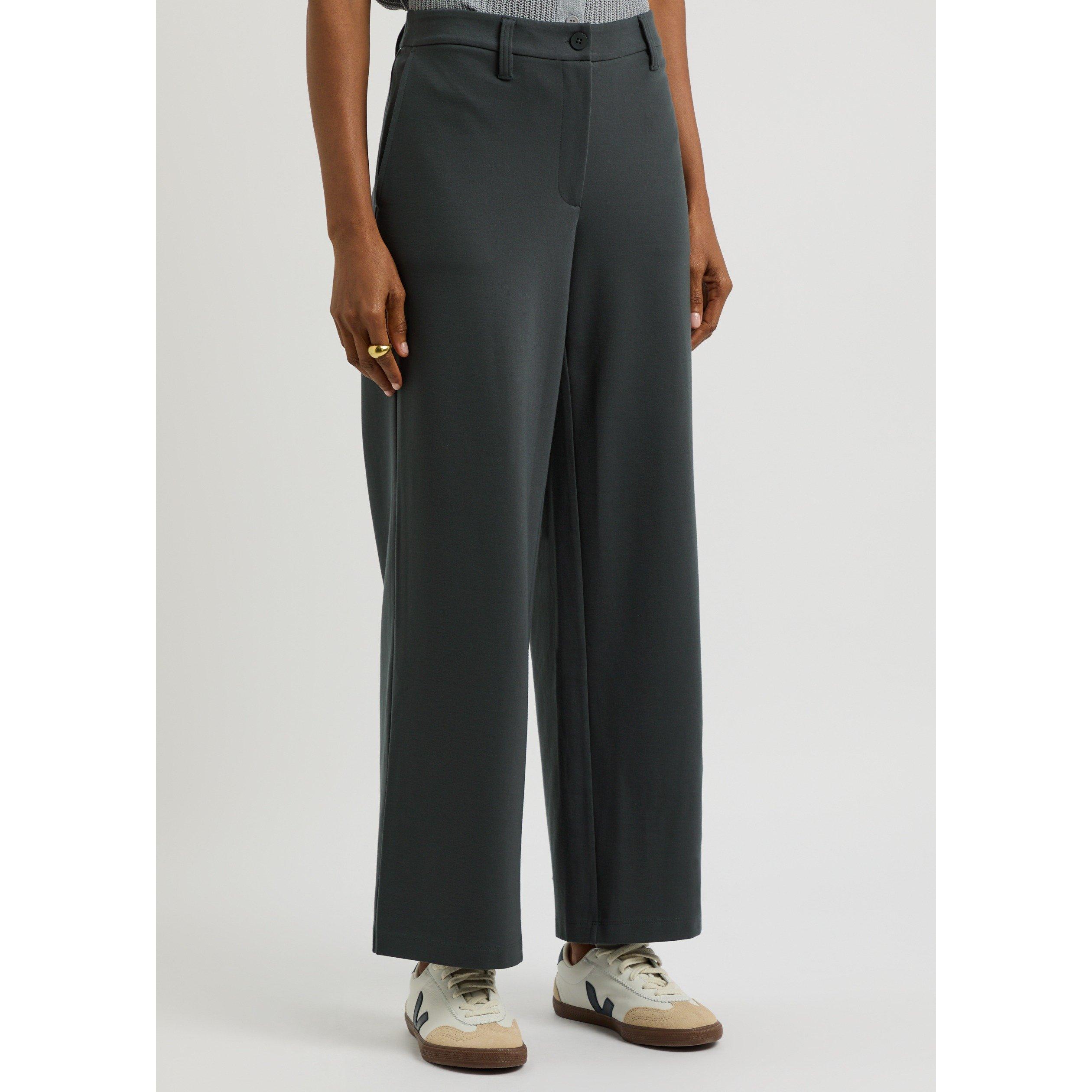 GREY - Eileen Fisher - Women's Ponte High-Waisted Wide-Leg Trousers - 2
