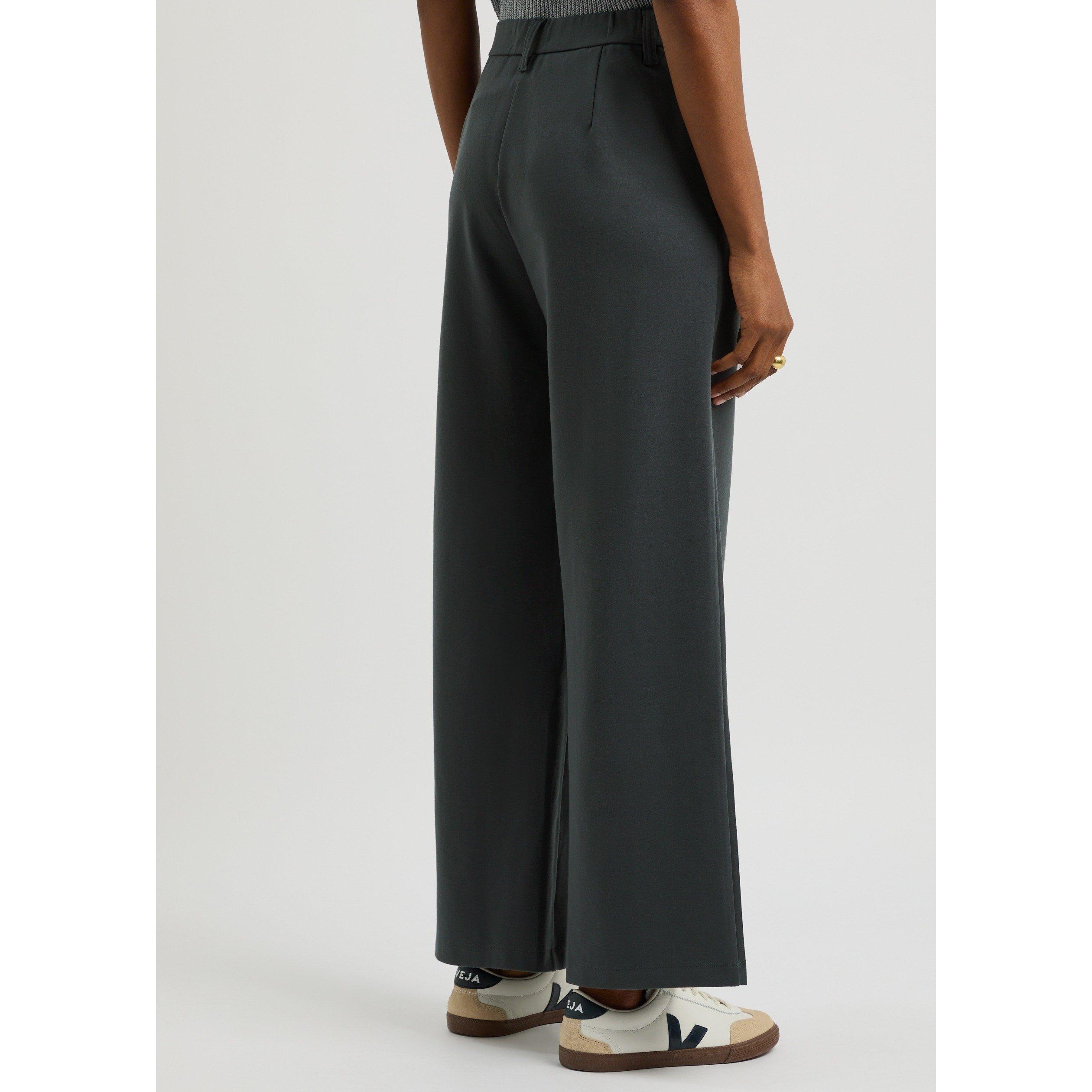 GREY - Eileen Fisher - Women's Ponte High-Waisted Wide-Leg Trousers - 3