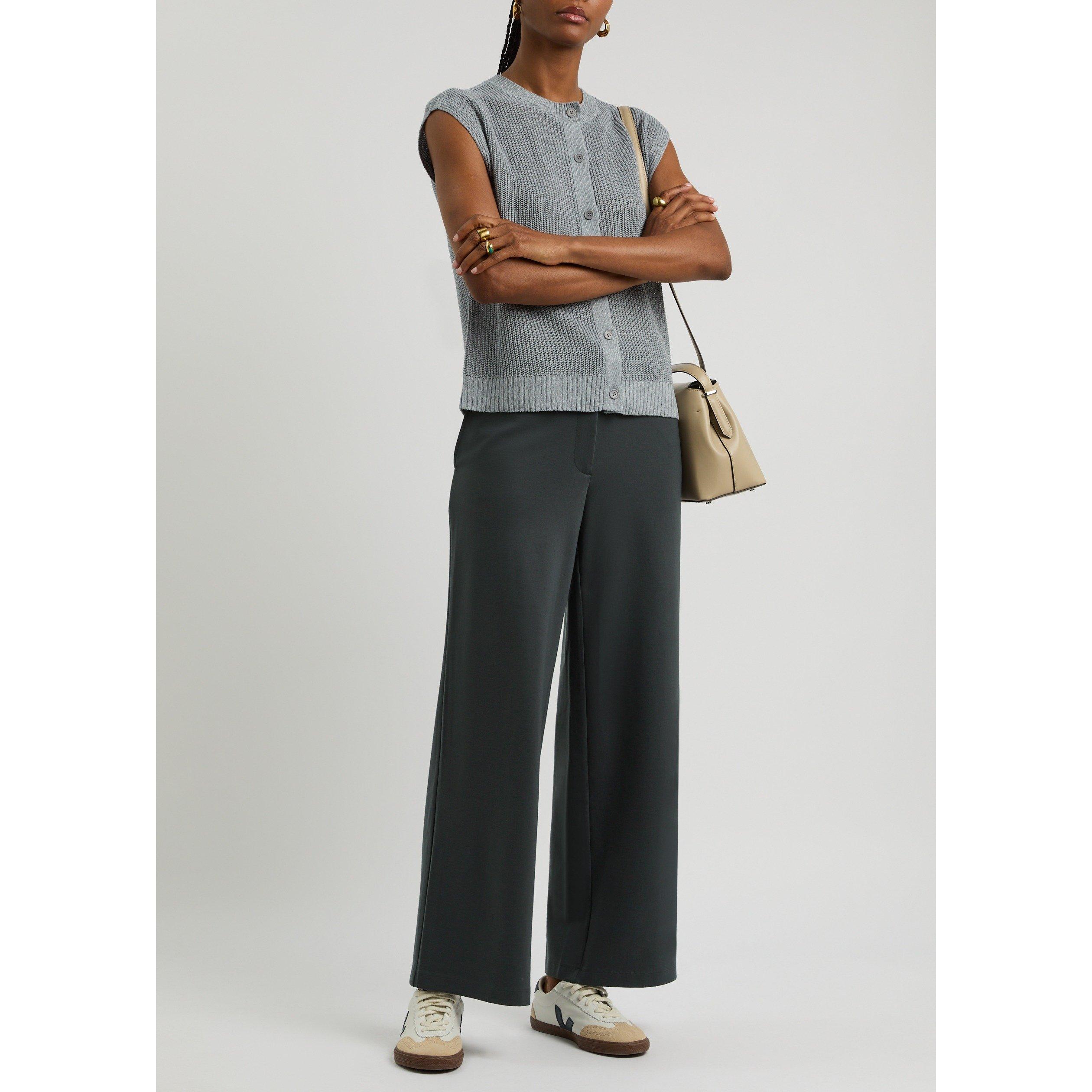GREY - Eileen Fisher - Women's Ponte High-Waisted Wide-Leg Trousers - 5