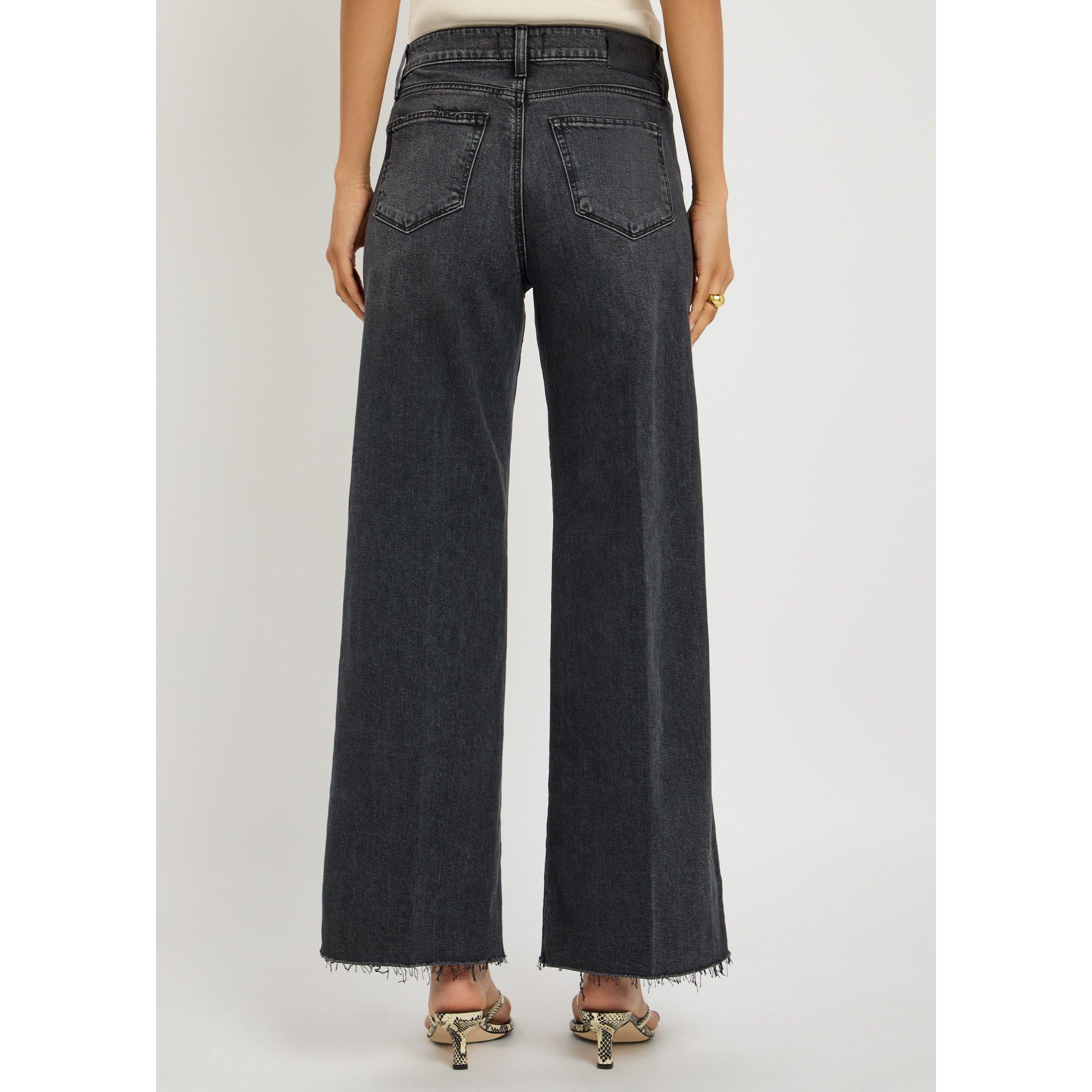 BLACK - Paige - Women's Anessa Cotton High-Rise Wide-Leg Trousers - 3