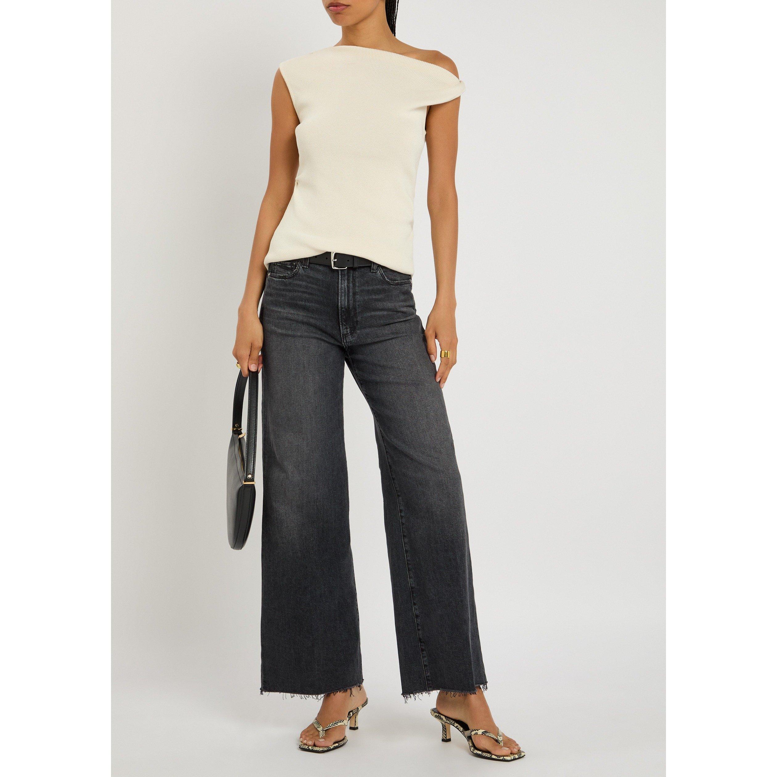 BLACK - Paige - Women's Anessa Cotton High-Rise Wide-Leg Trousers - 5