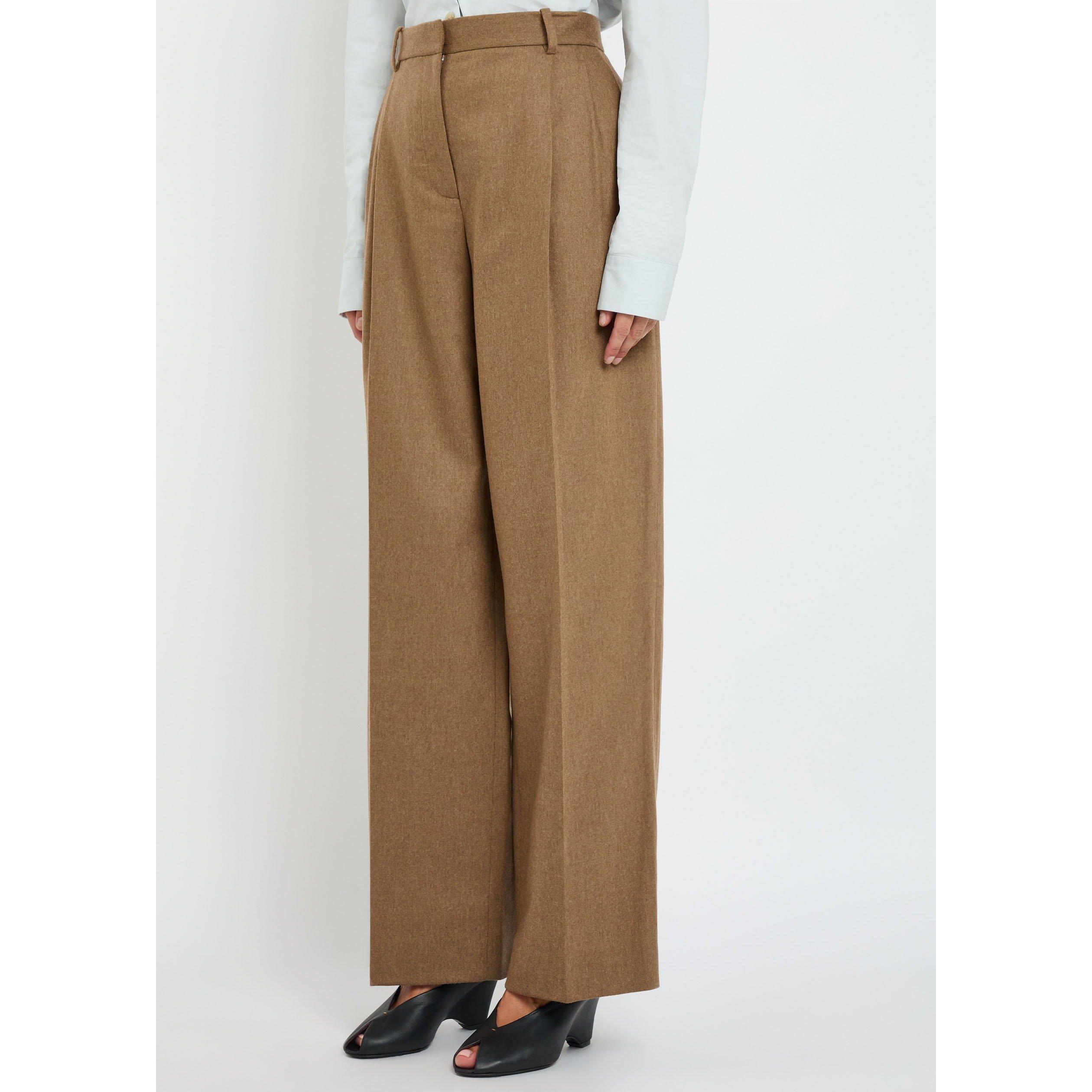 BROWN - Khaite - Women's August Wool Wide-Leg Trousers - 2