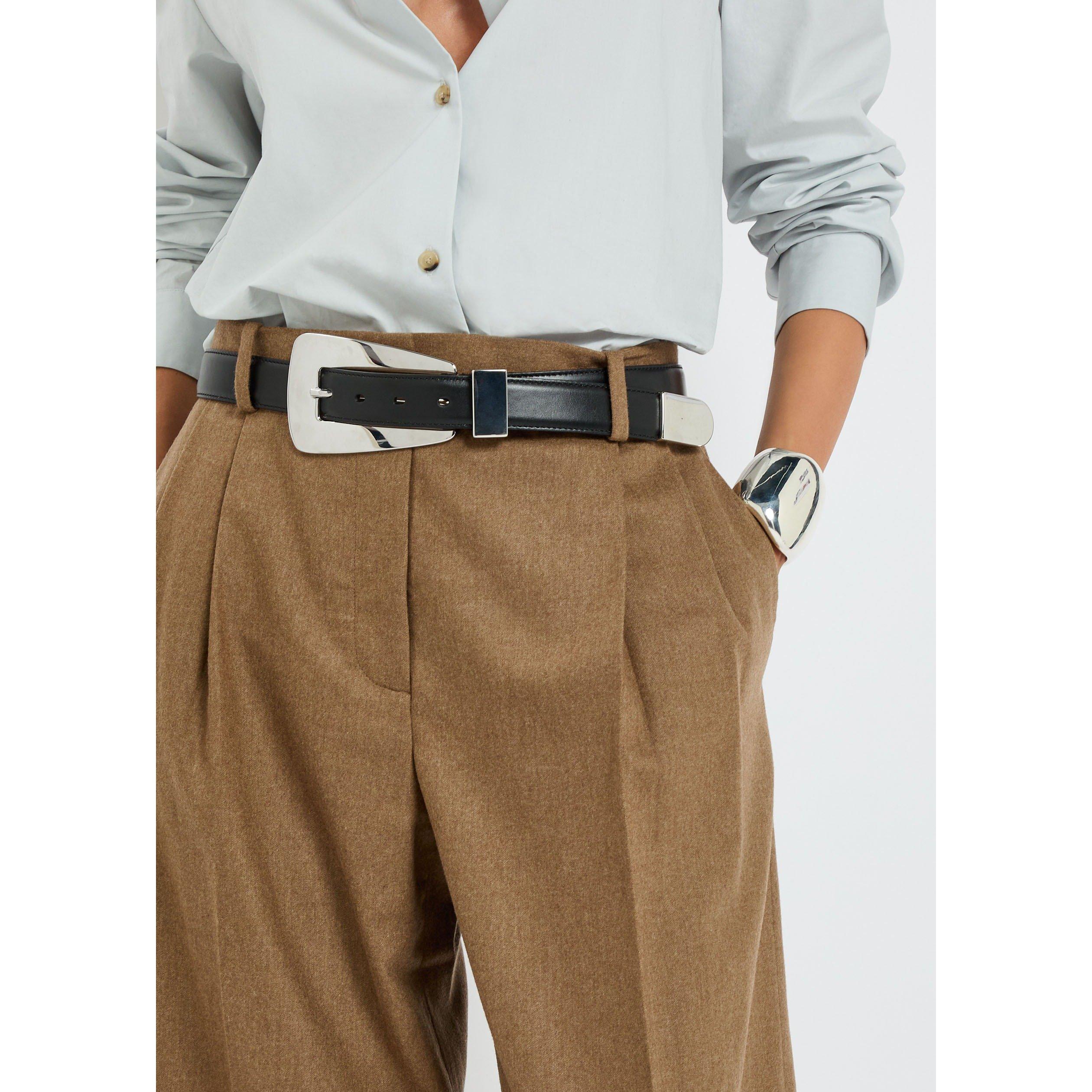 BROWN - Khaite - Women's August Wool Wide-Leg Trousers - 4