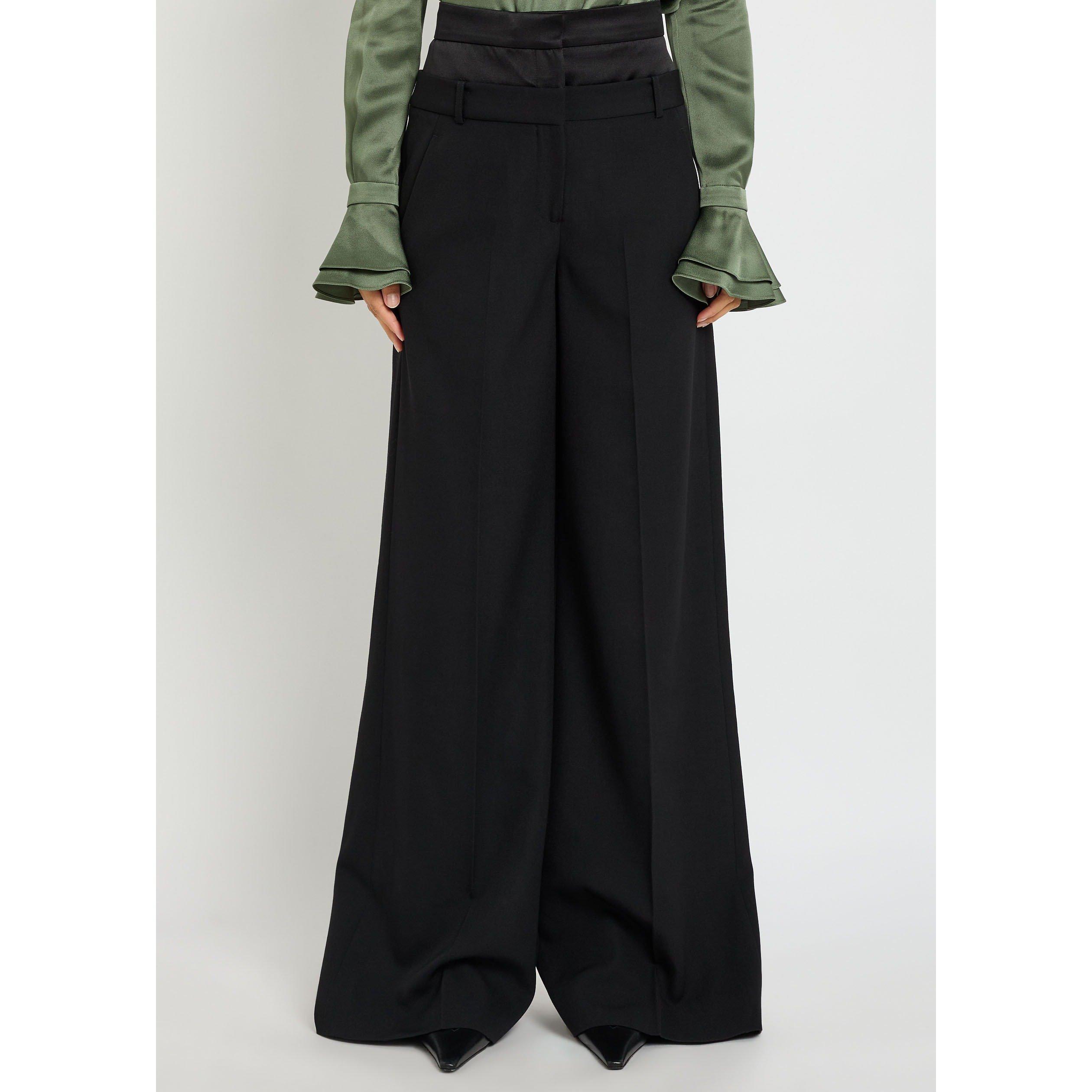 BLACK - Erdem - Women's Wool Wide-Leg Trousers - 2