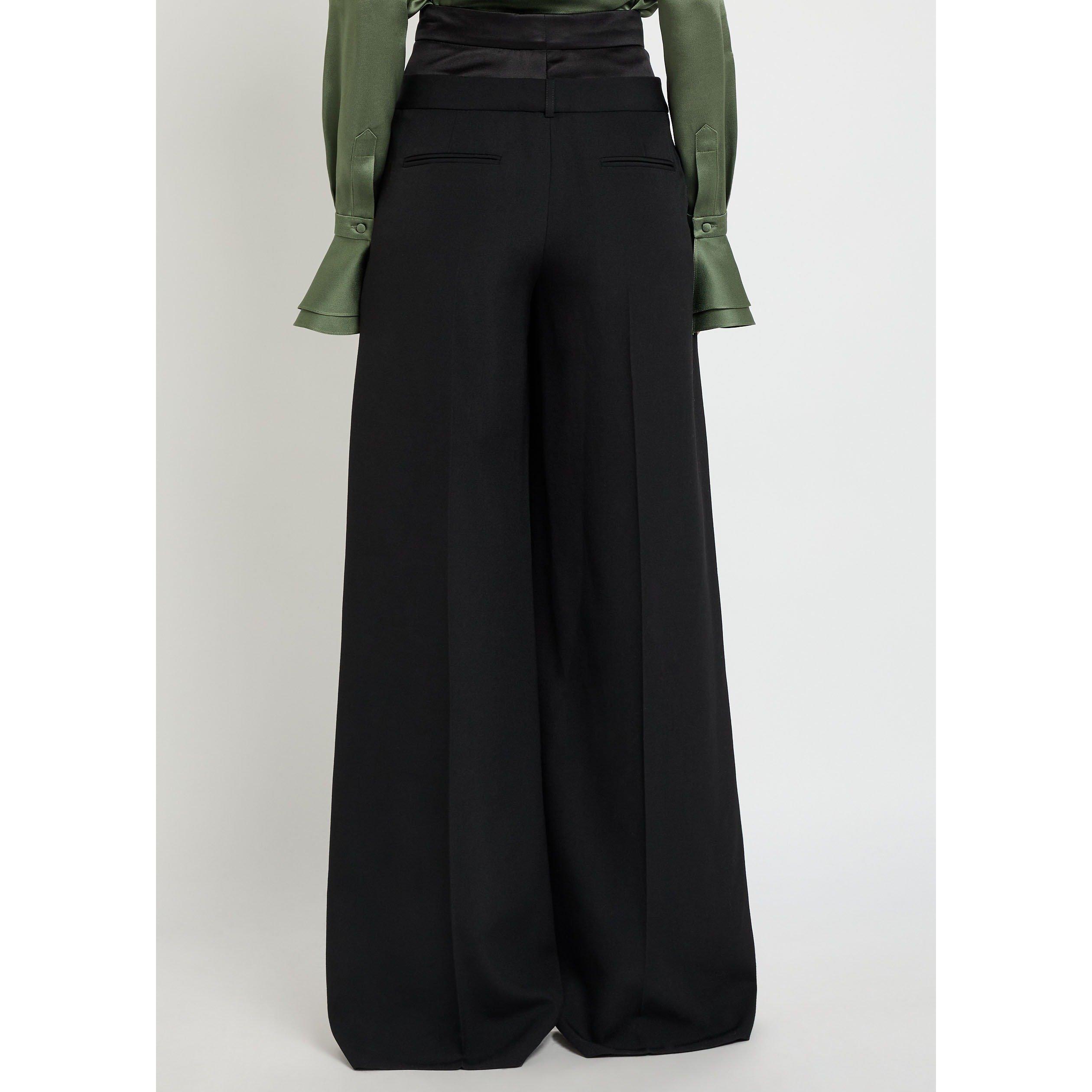 BLACK - Erdem - Women's Wool Wide-Leg Trousers - 3