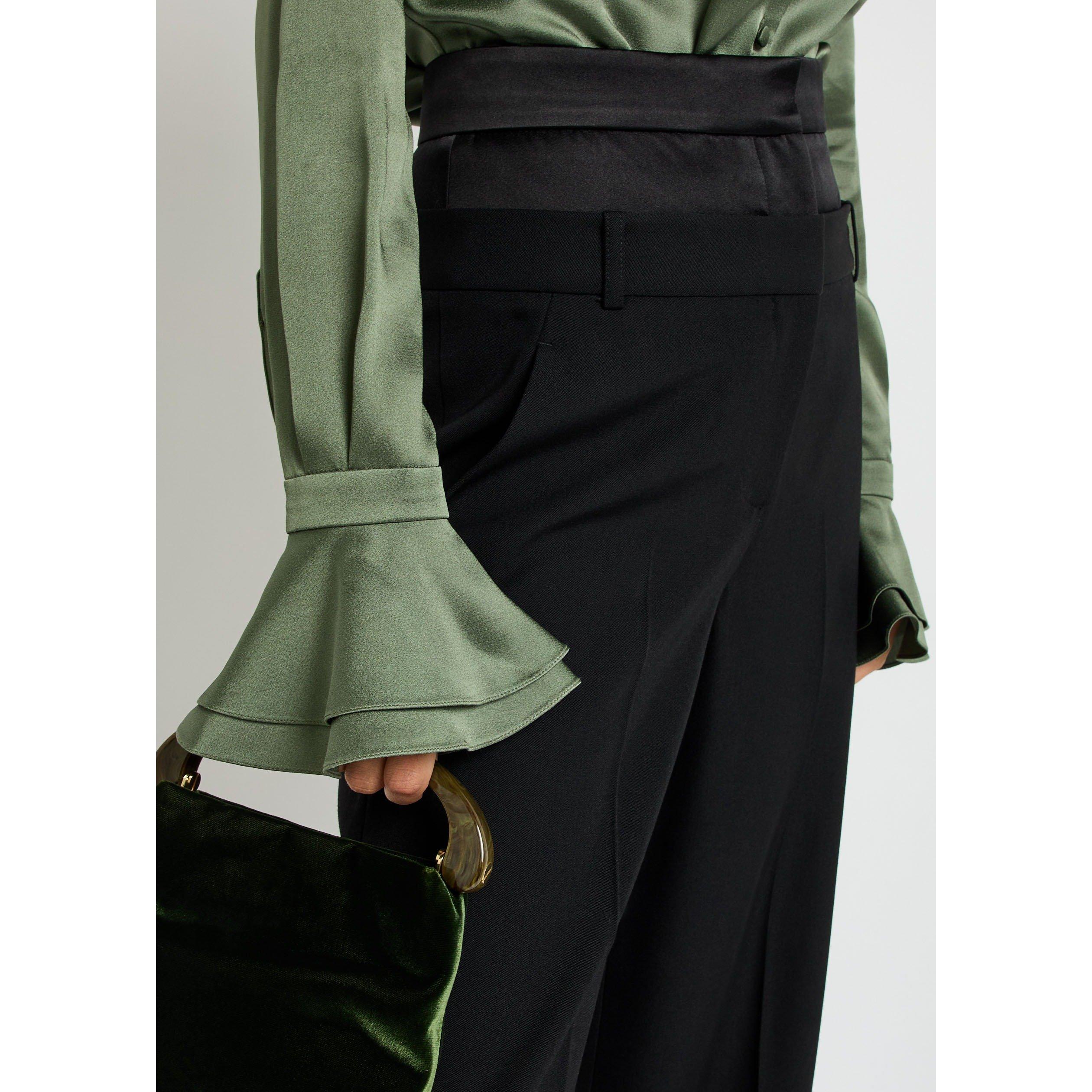 BLACK - Erdem - Women's Wool Wide-Leg Trousers - 4