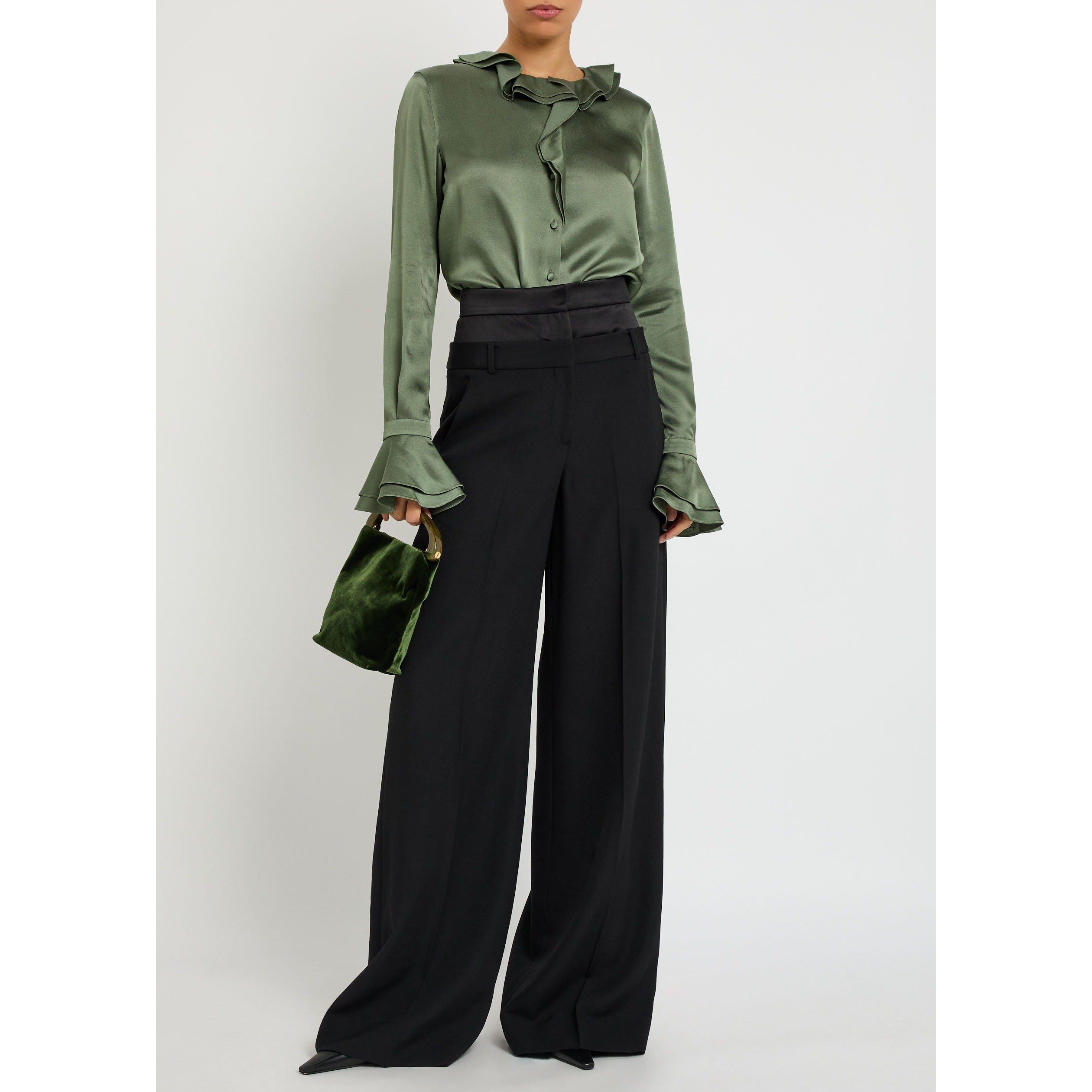 BLACK - Erdem - Women's Wool Wide-Leg Trousers - 5