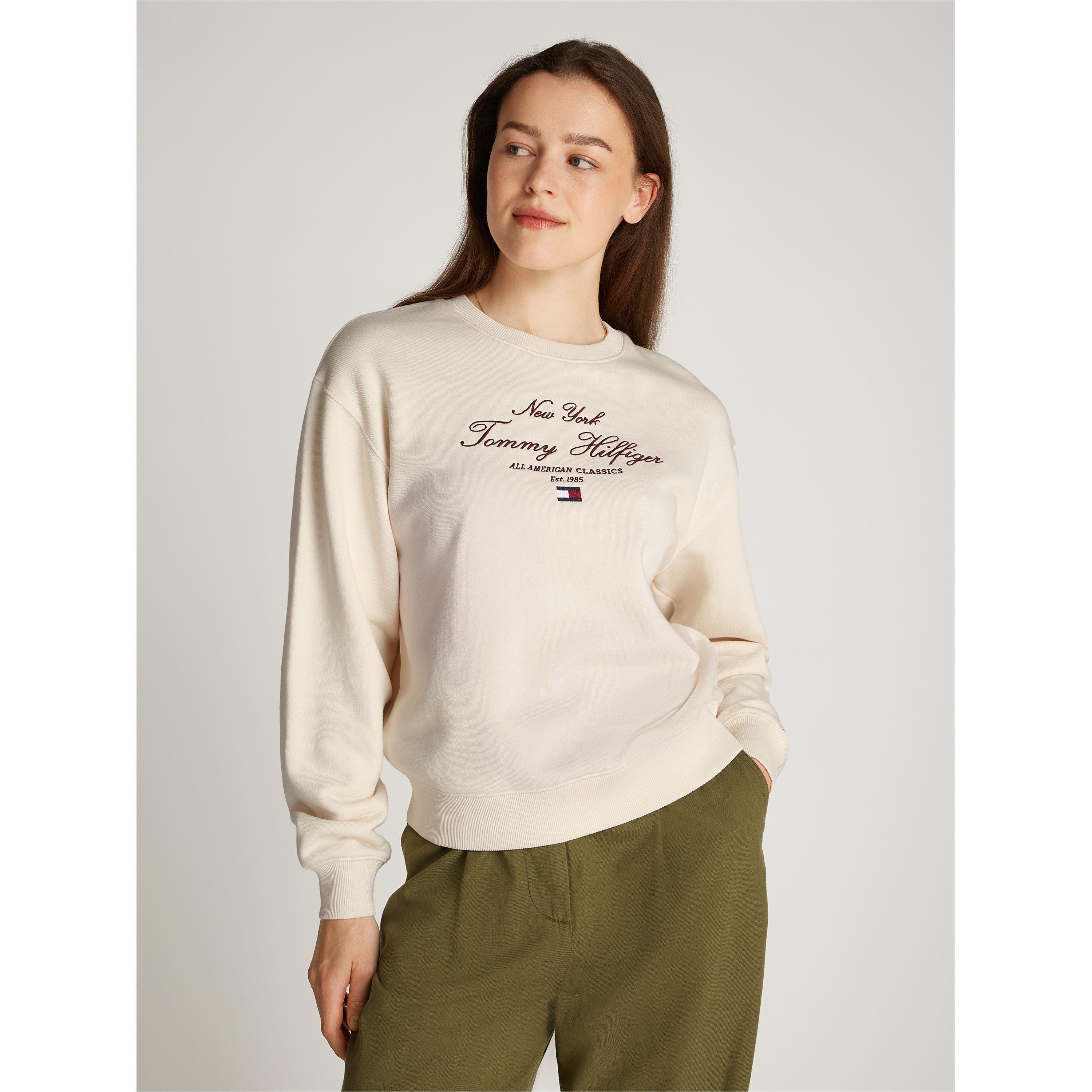 Ivory Petal - Tommy Hilfiger - Women's Regular Script Crew Sweatshirt - 1