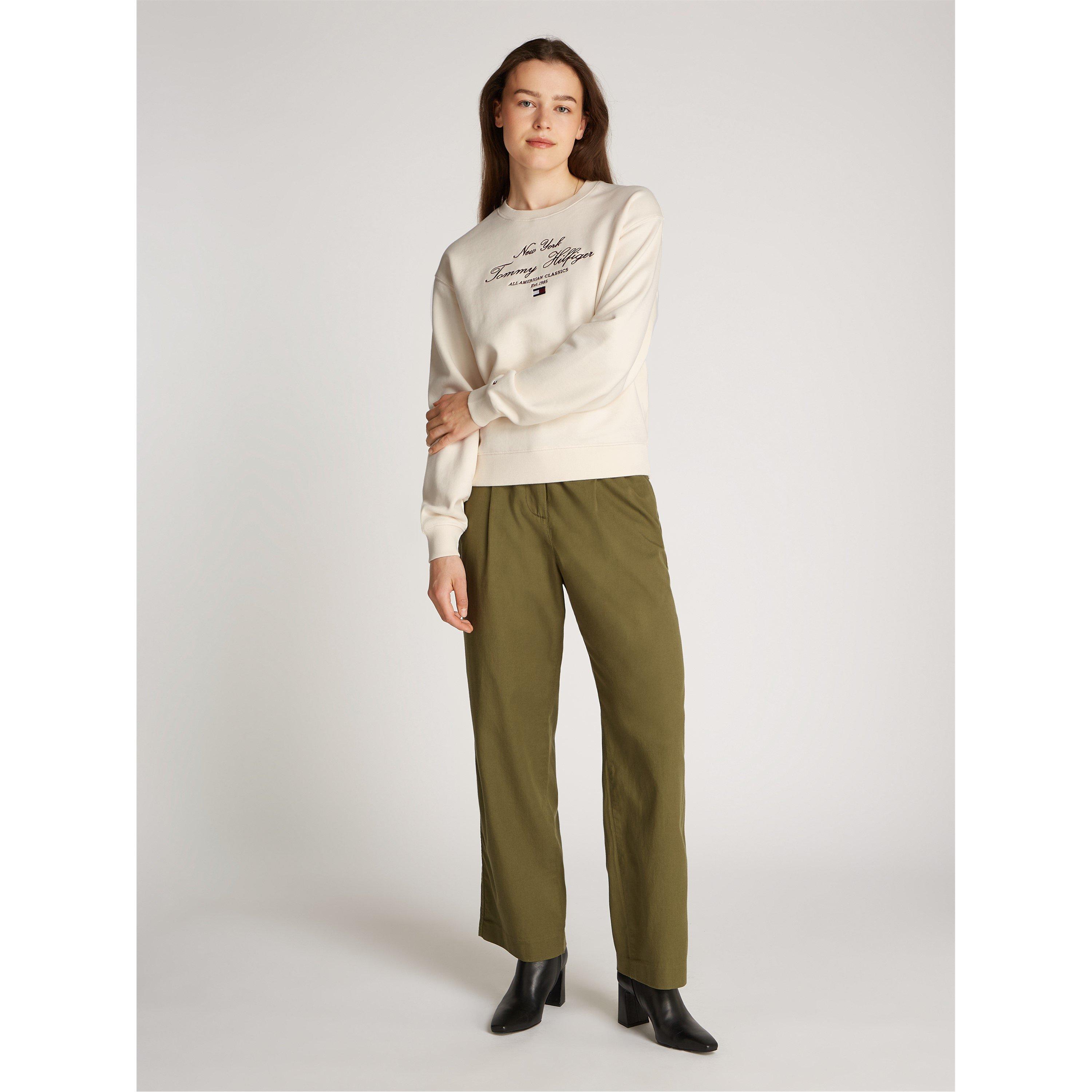 Ivory Petal - Tommy Hilfiger - Women's Regular Script Crew Sweatshirt - 3