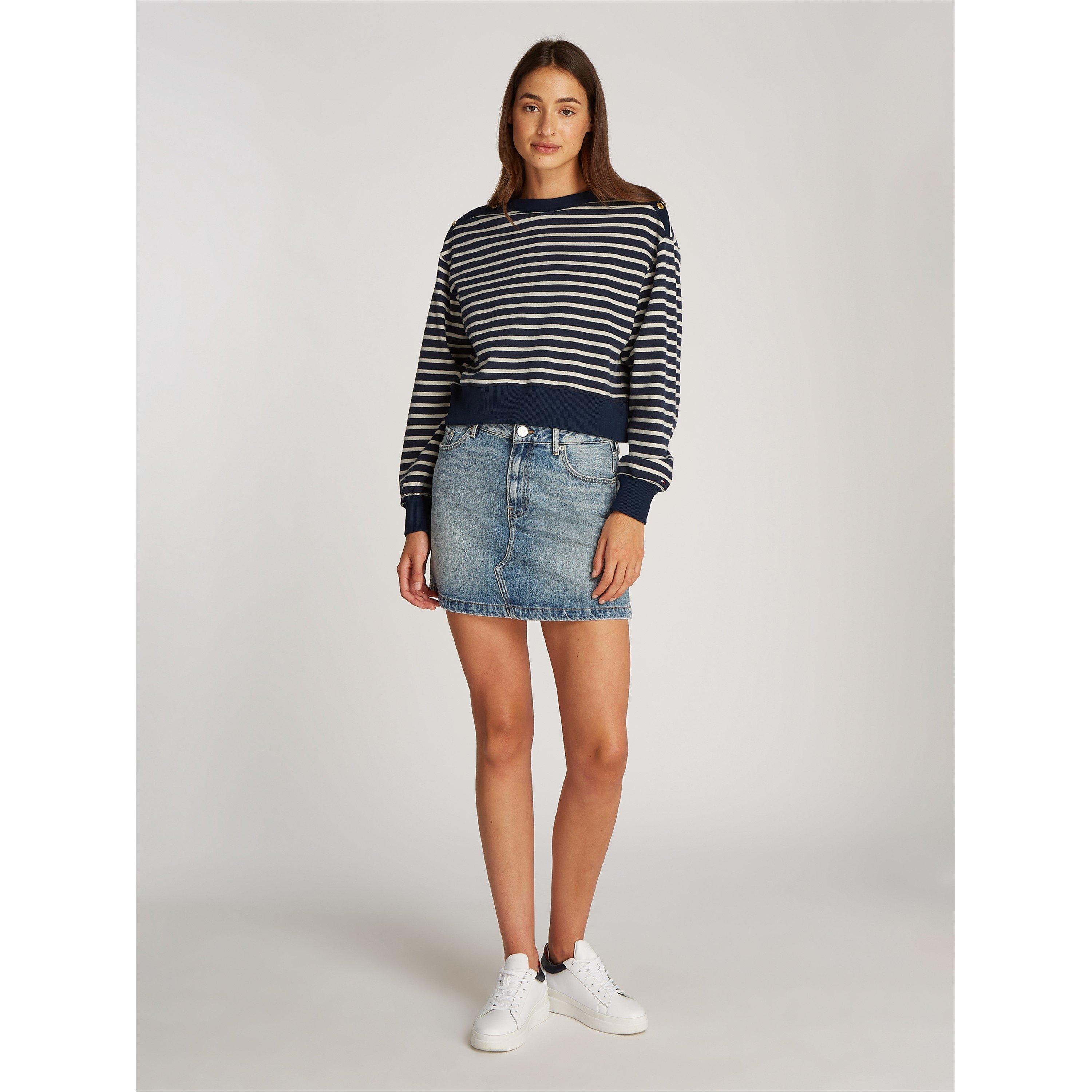 Breton Stp - Tommy Hilfiger - Women's Gold Button Boat Neck Sweatshirt - 3