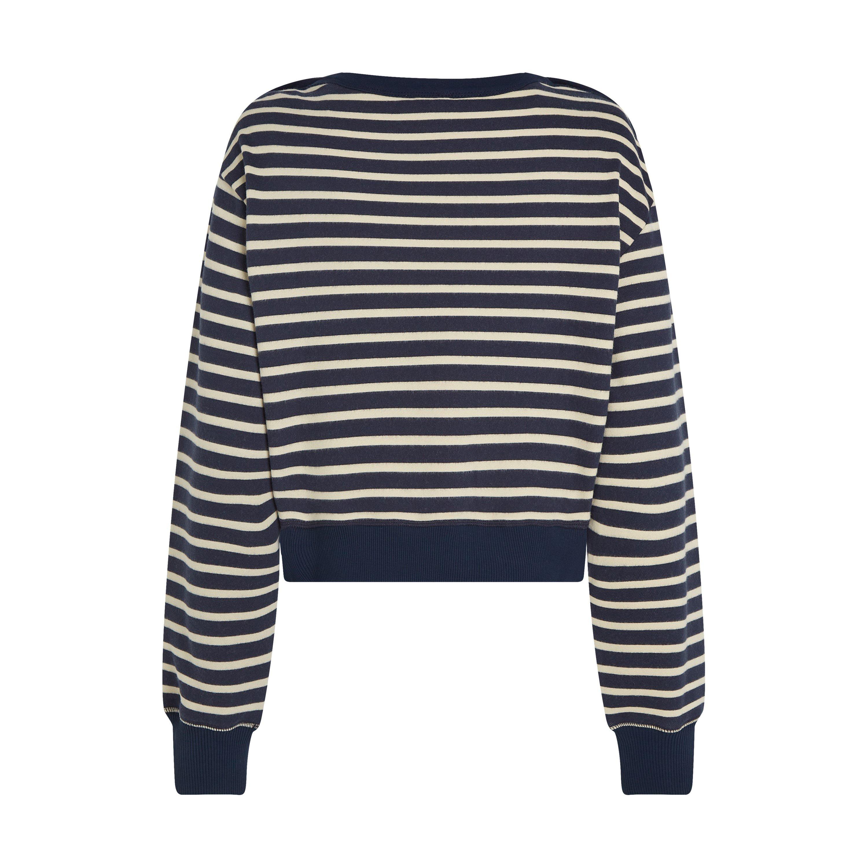 Breton Stp - Tommy Hilfiger - Women's Gold Button Boat Neck Sweatshirt - 6