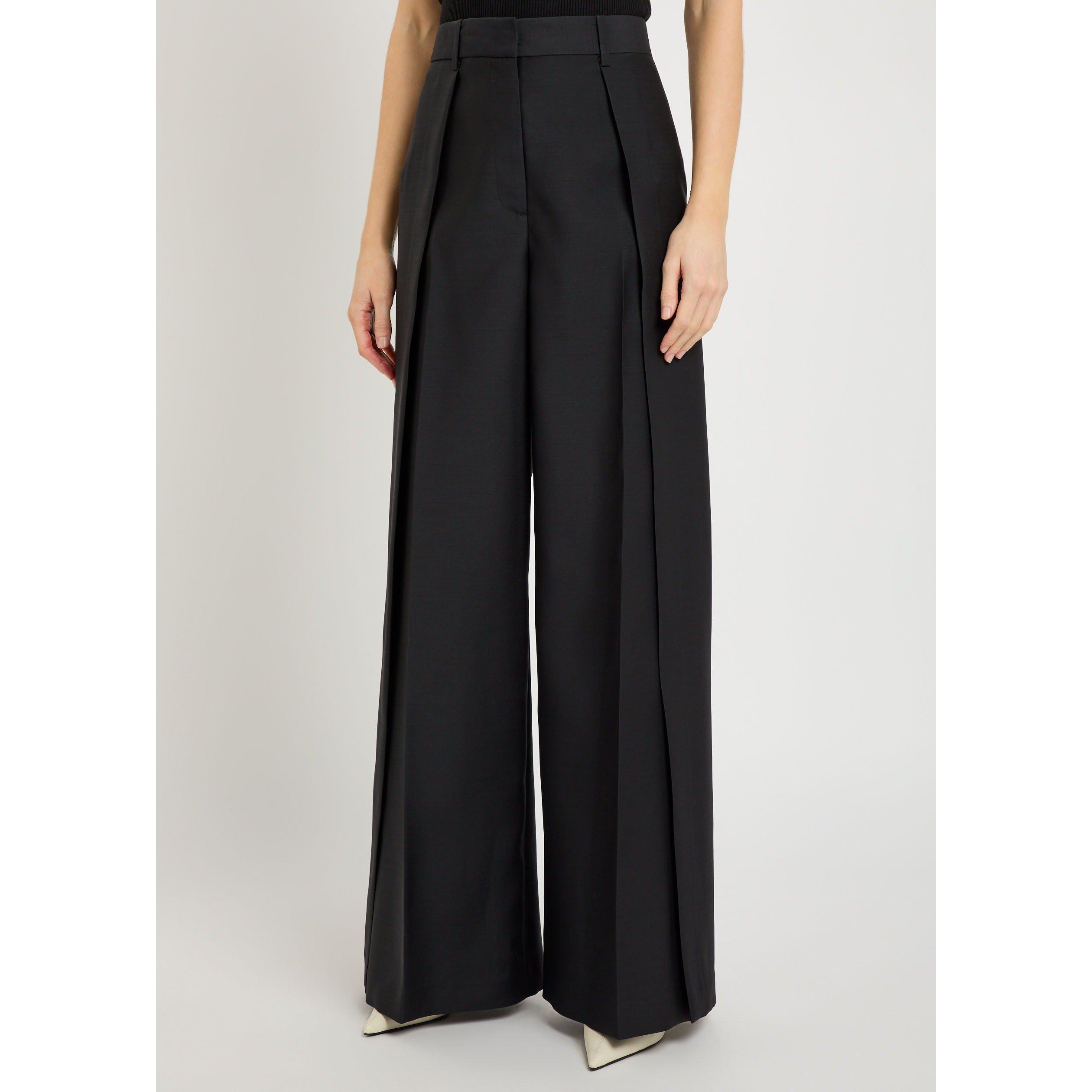 BLACK - Unknown - Women's Tova Wool Wide-Leg Trousers - 2