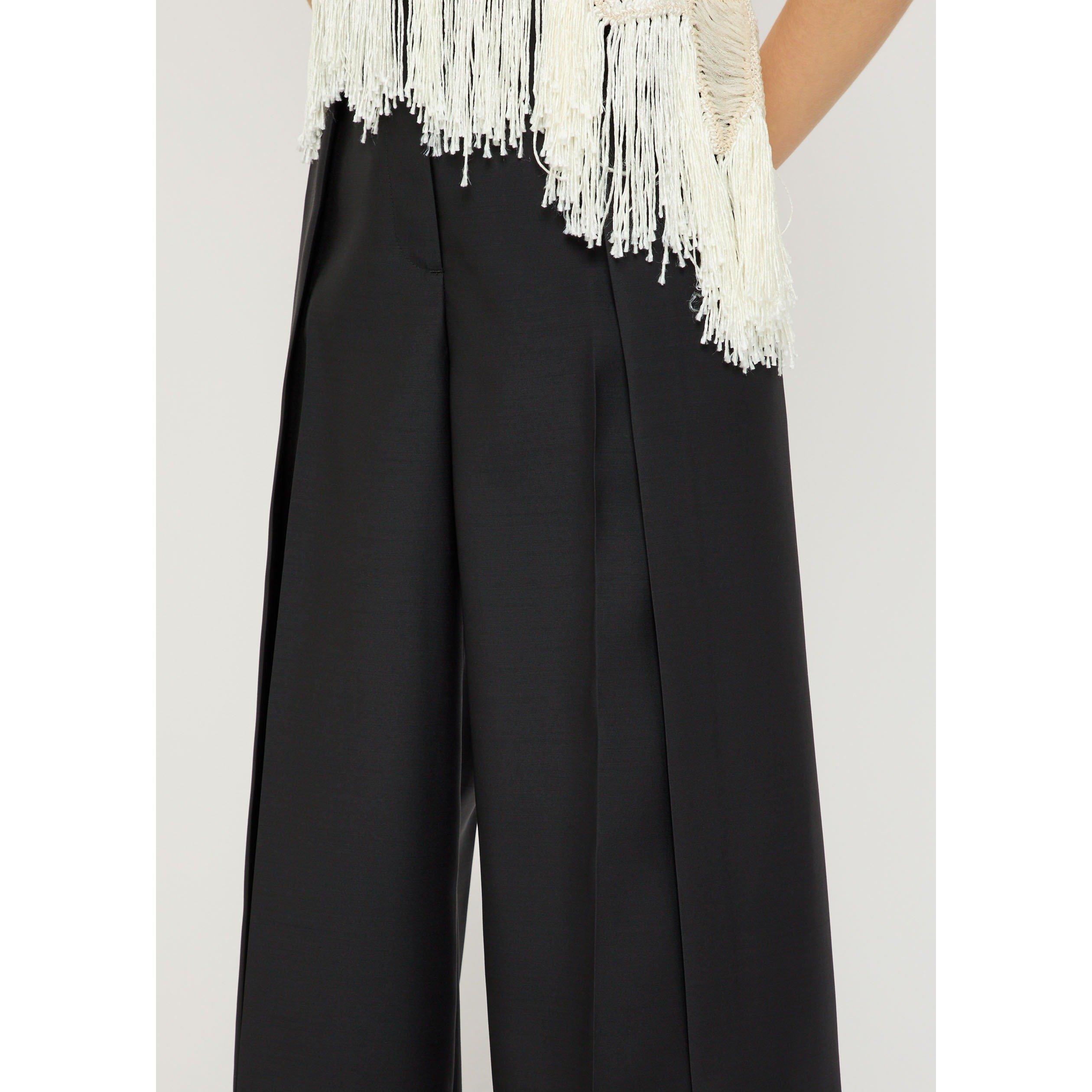 BLACK - Unknown - Women's Tova Wool Wide-Leg Trousers - 4