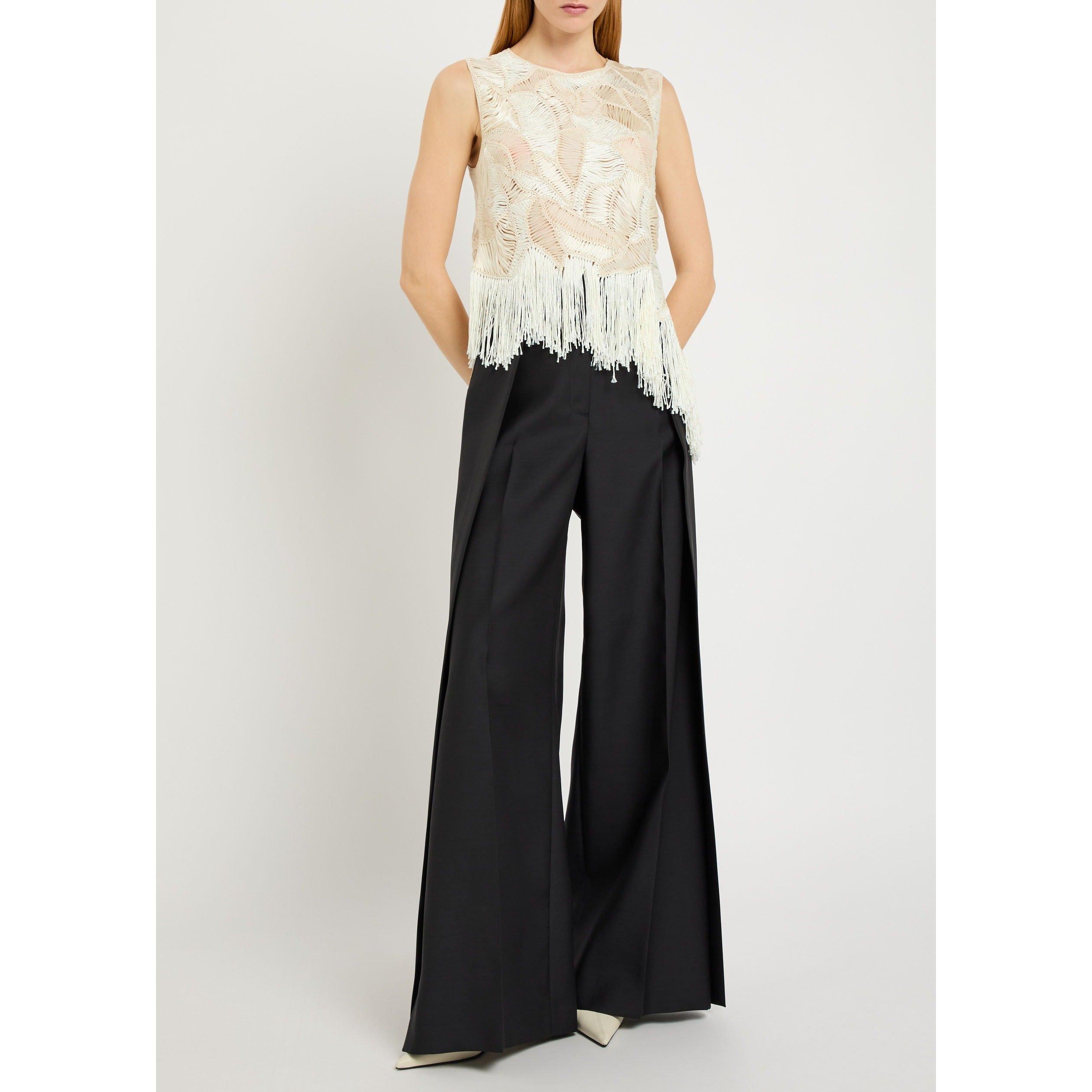 BLACK - Unknown - Women's Tova Wool Wide-Leg Trousers - 5