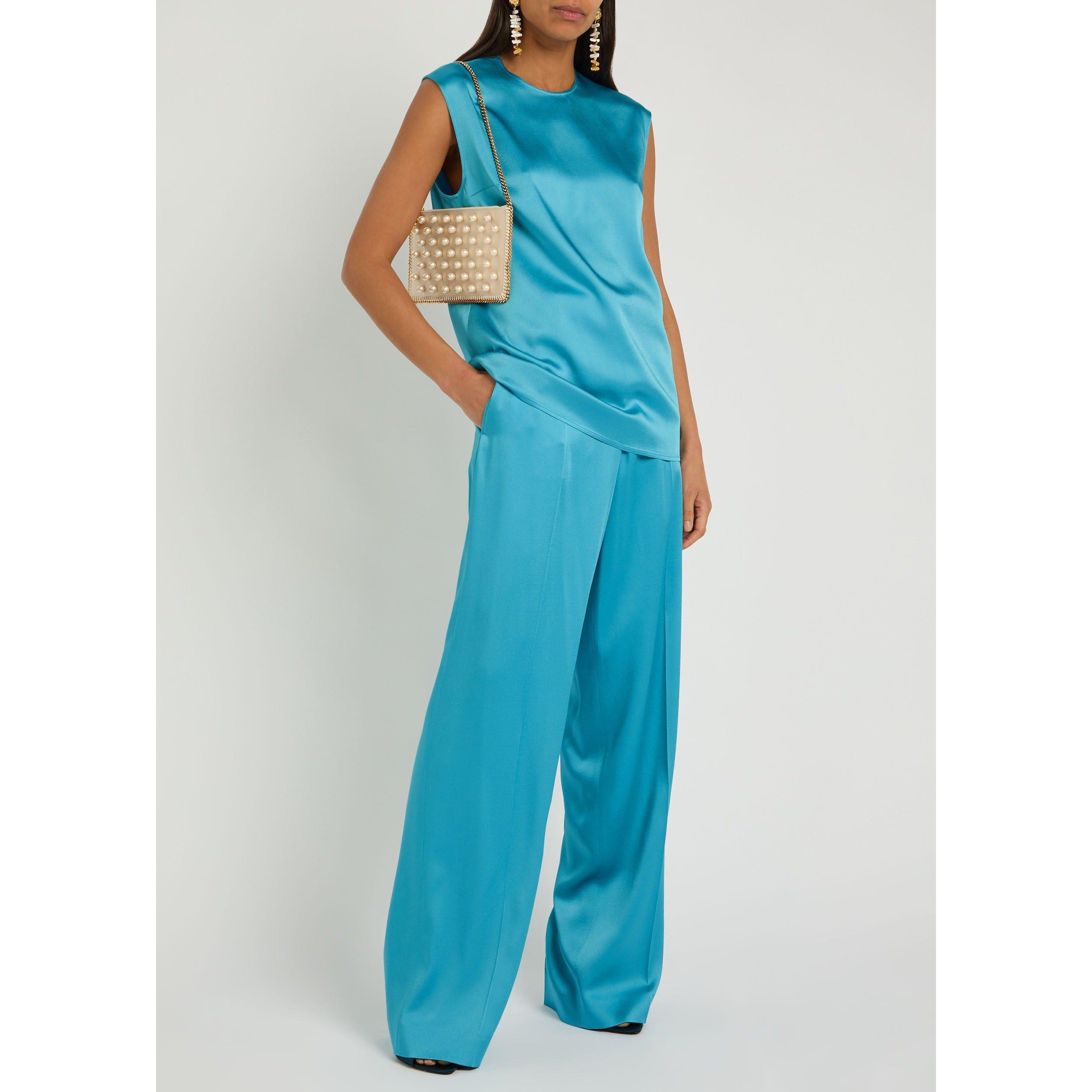 BLUE - Stella McCartney - SATIN DROP WAIST TROUSER - 5