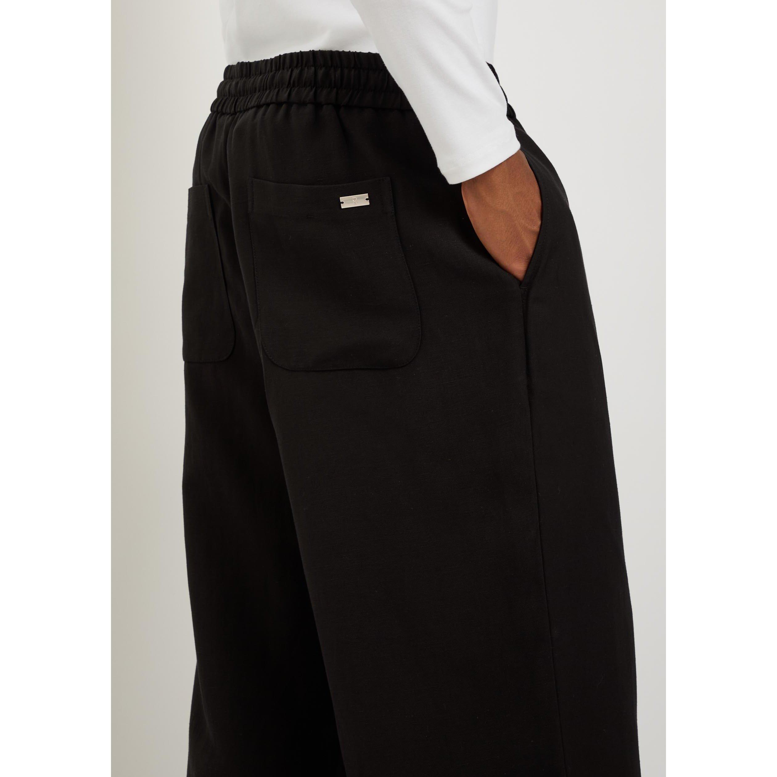 BLACK - AMI Paris - AMI ELASTICATED WAIST TROUSERS - 4