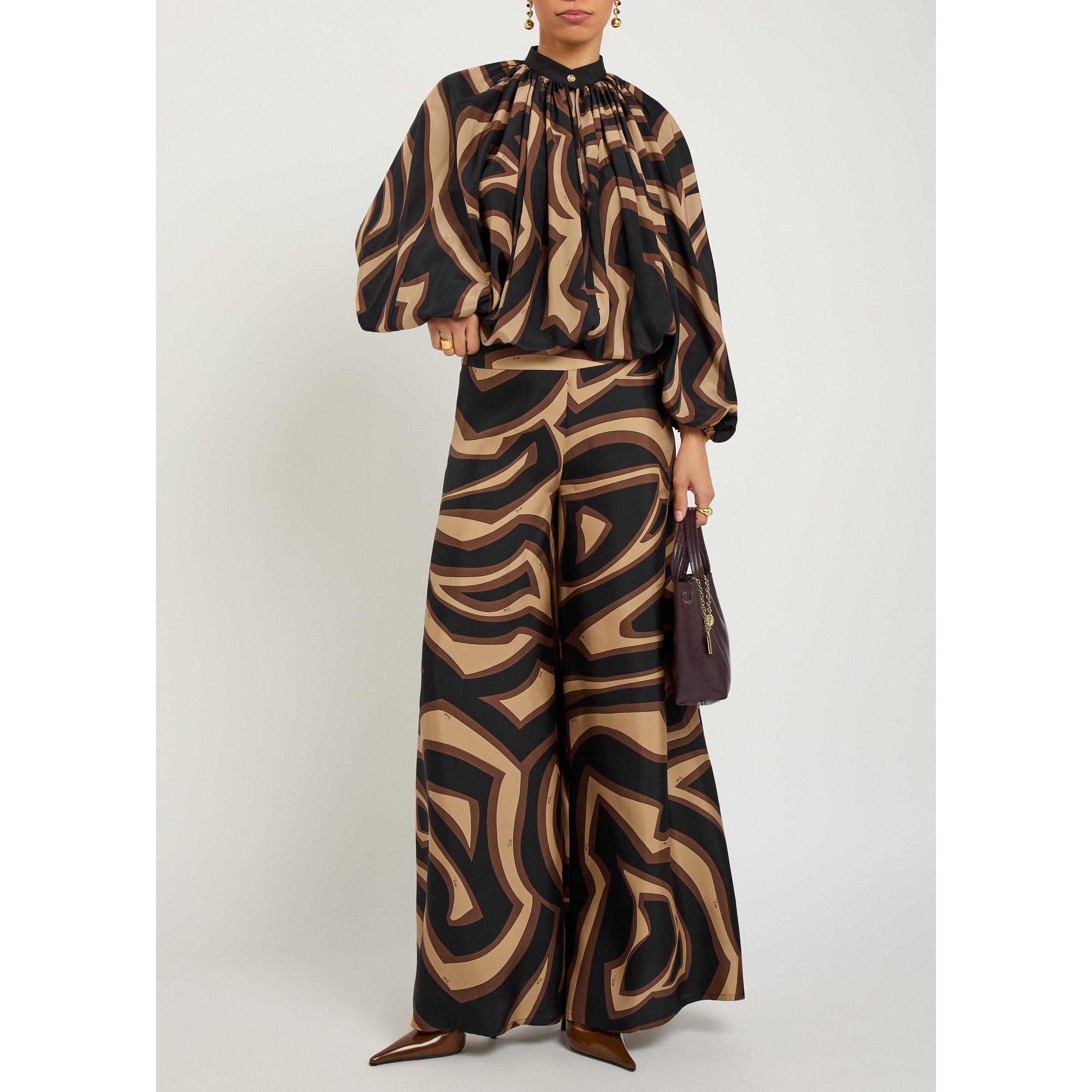 BLACK AND OTHER - PUCCI - Women's Silk Wide-Leg Trousers - 5