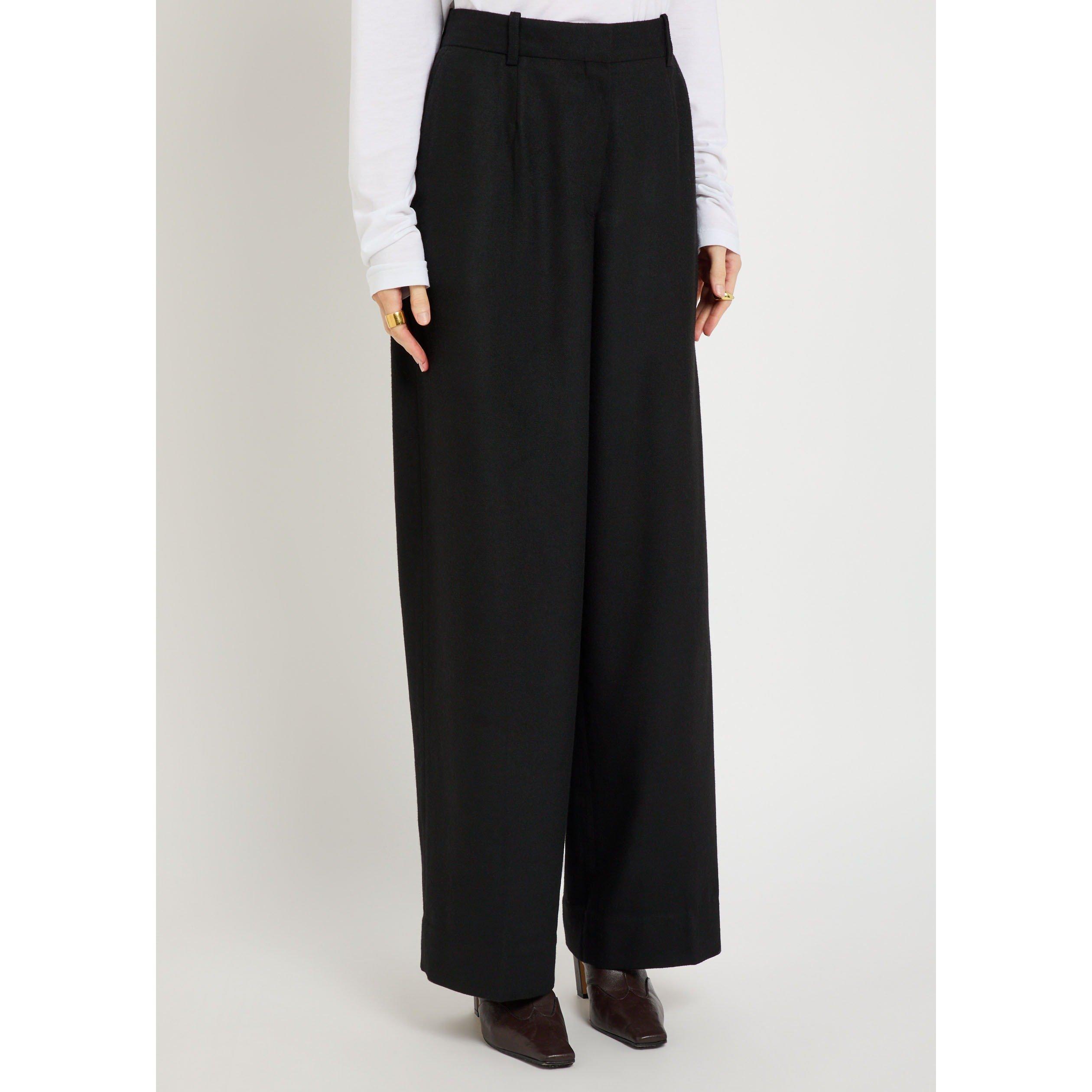 BLACK - Toteme - WIDE FLANNEL TROUSER - 2