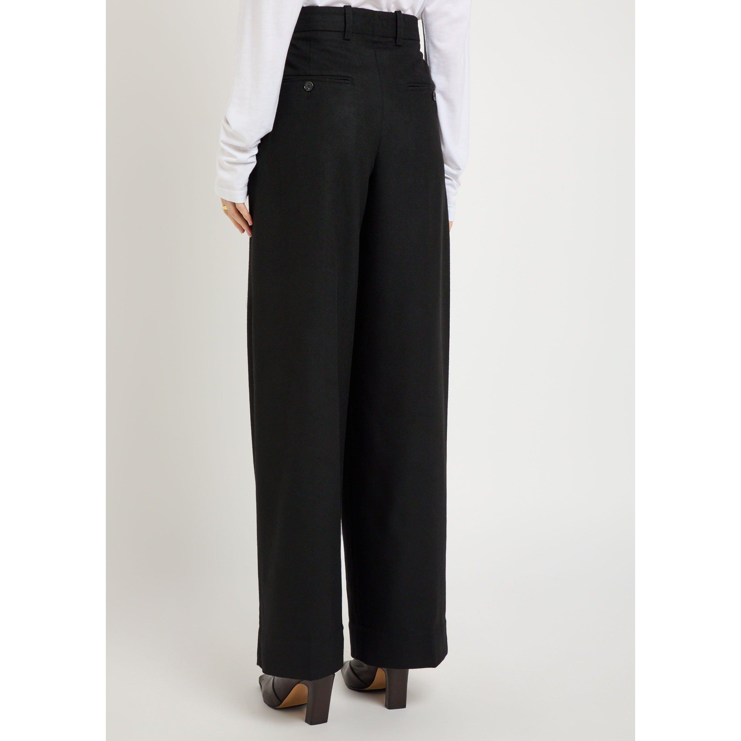 BLACK - Toteme - WIDE FLANNEL TROUSER - 3