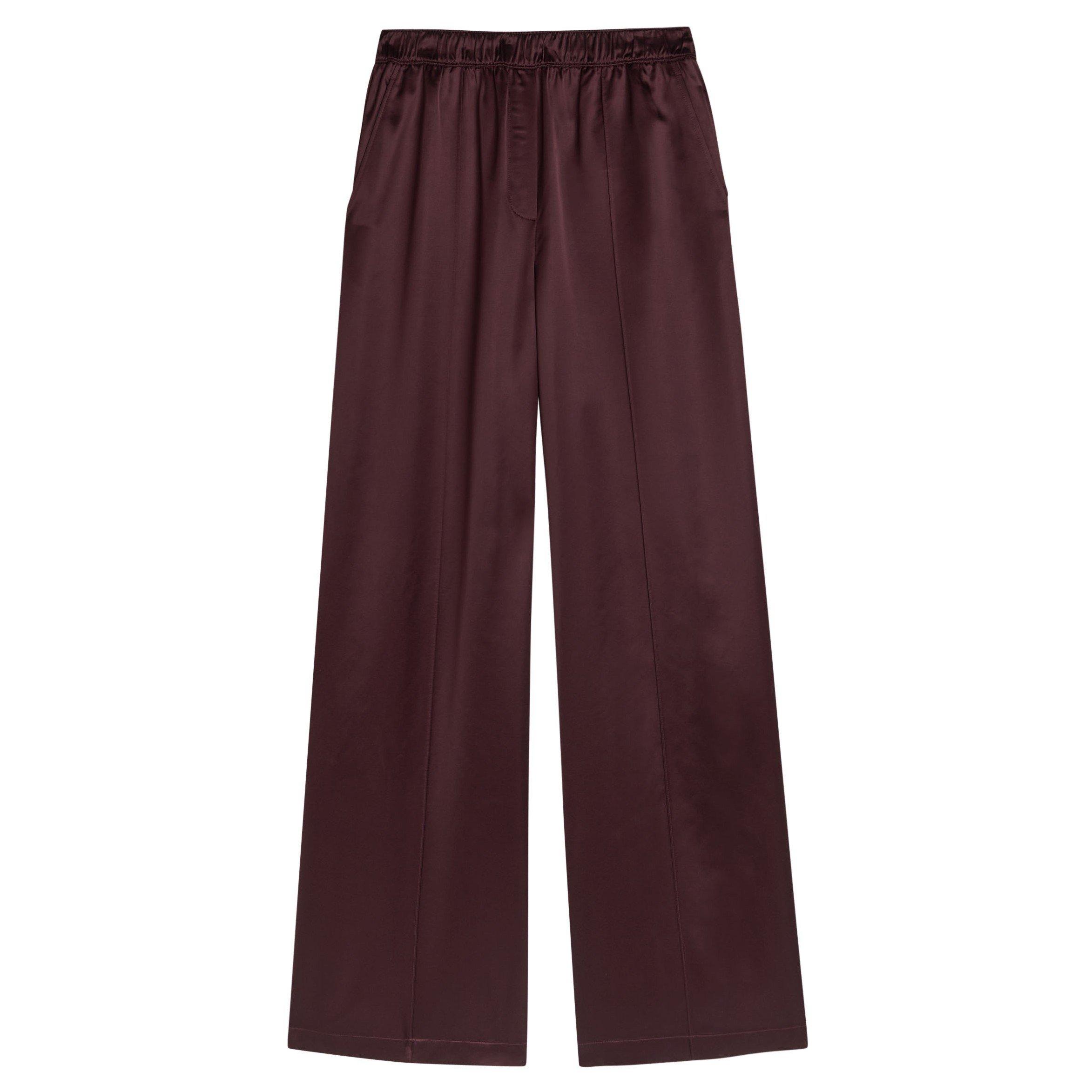 DARK RED - Tory Burch - Women's Viscose Wide Leg Trousers - 1