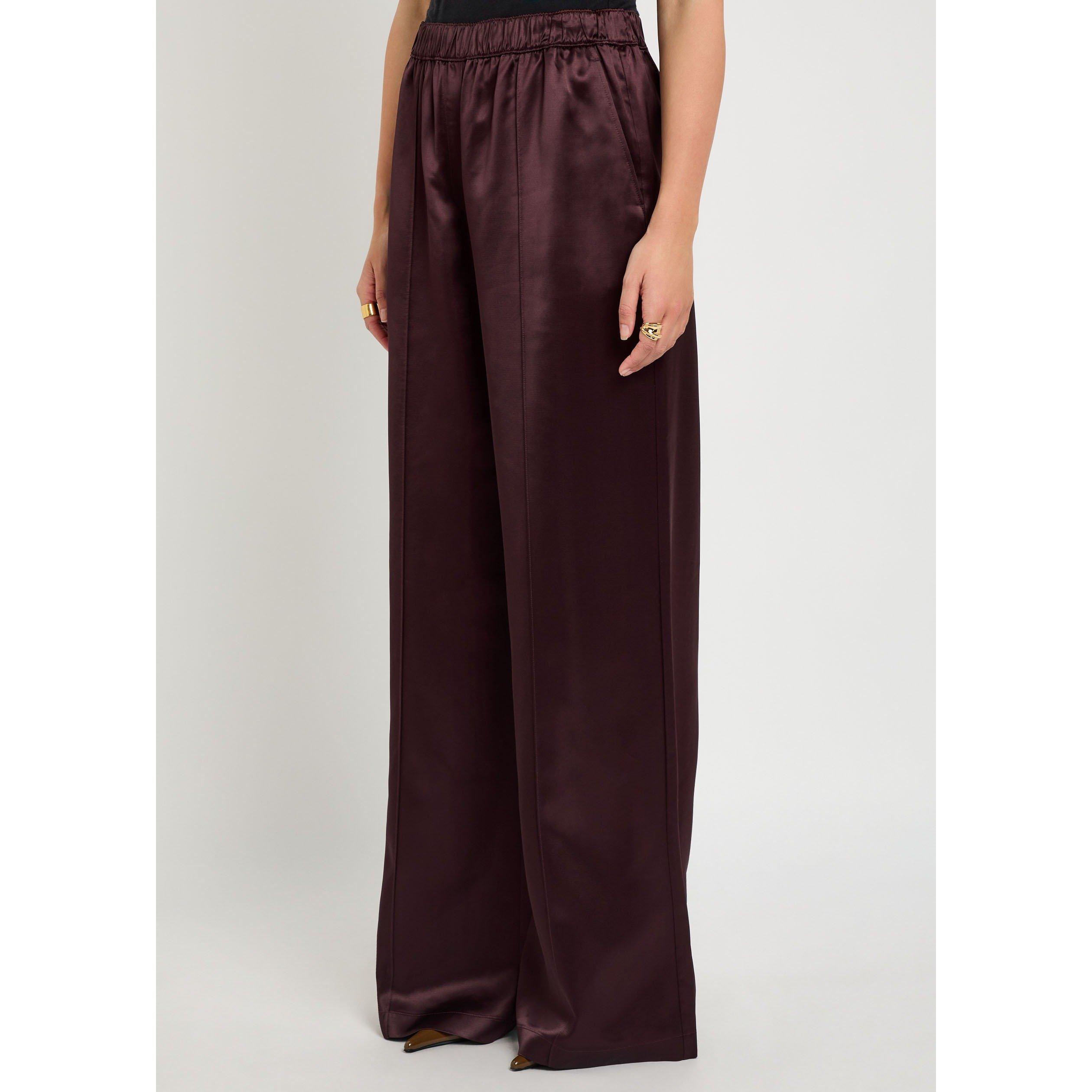 DARK RED - Tory Burch - Women's Viscose Wide Leg Trousers - 2