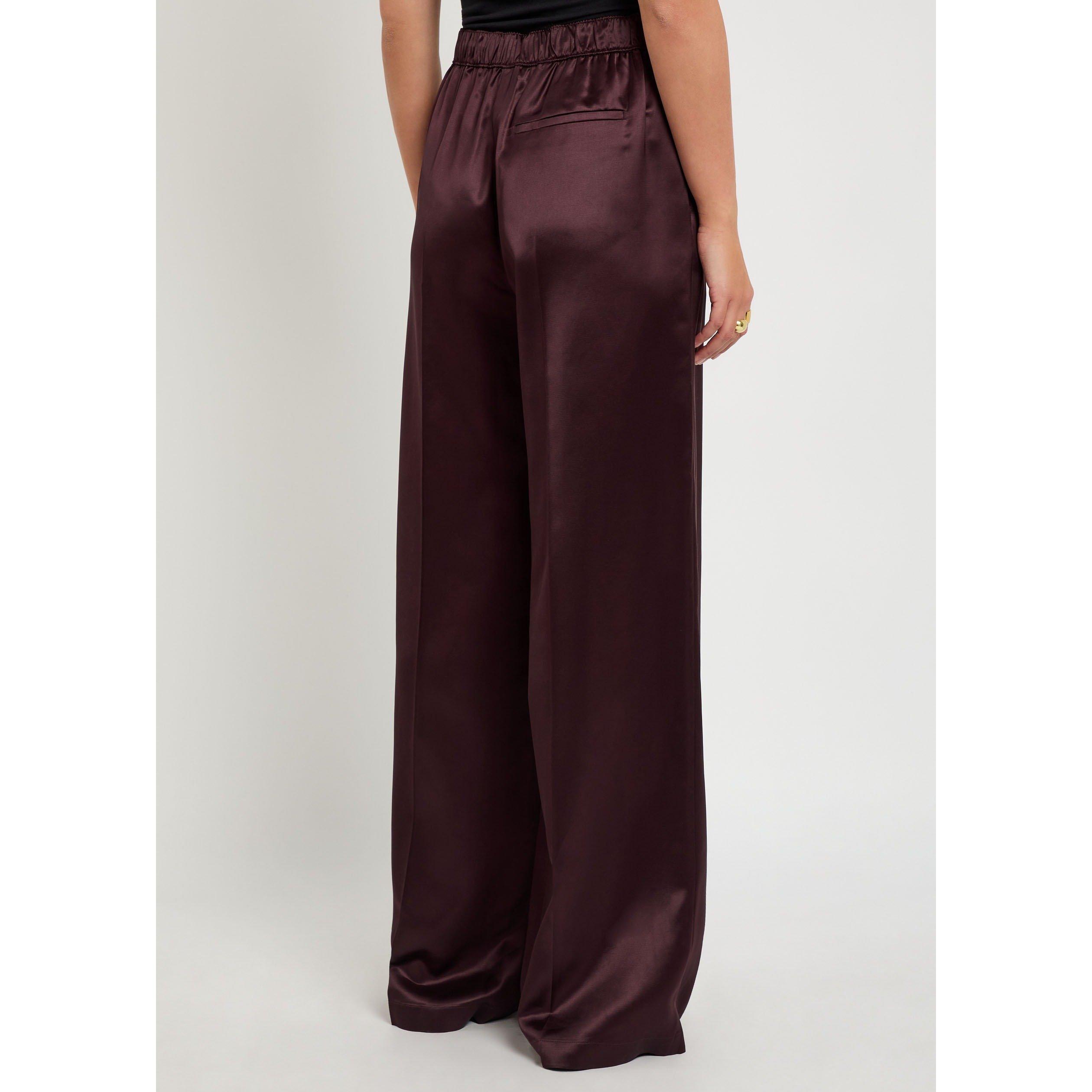 DARK RED - Tory Burch - Women's Viscose Wide Leg Trousers - 3