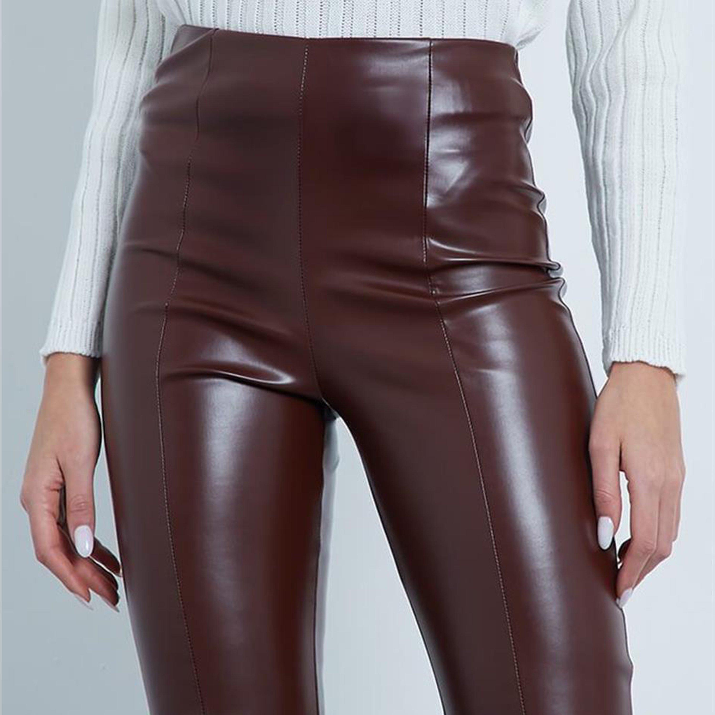Bruin - I Saw It First - ISAWITFIRST Faux Leather Front Split Seam Leggings - 5