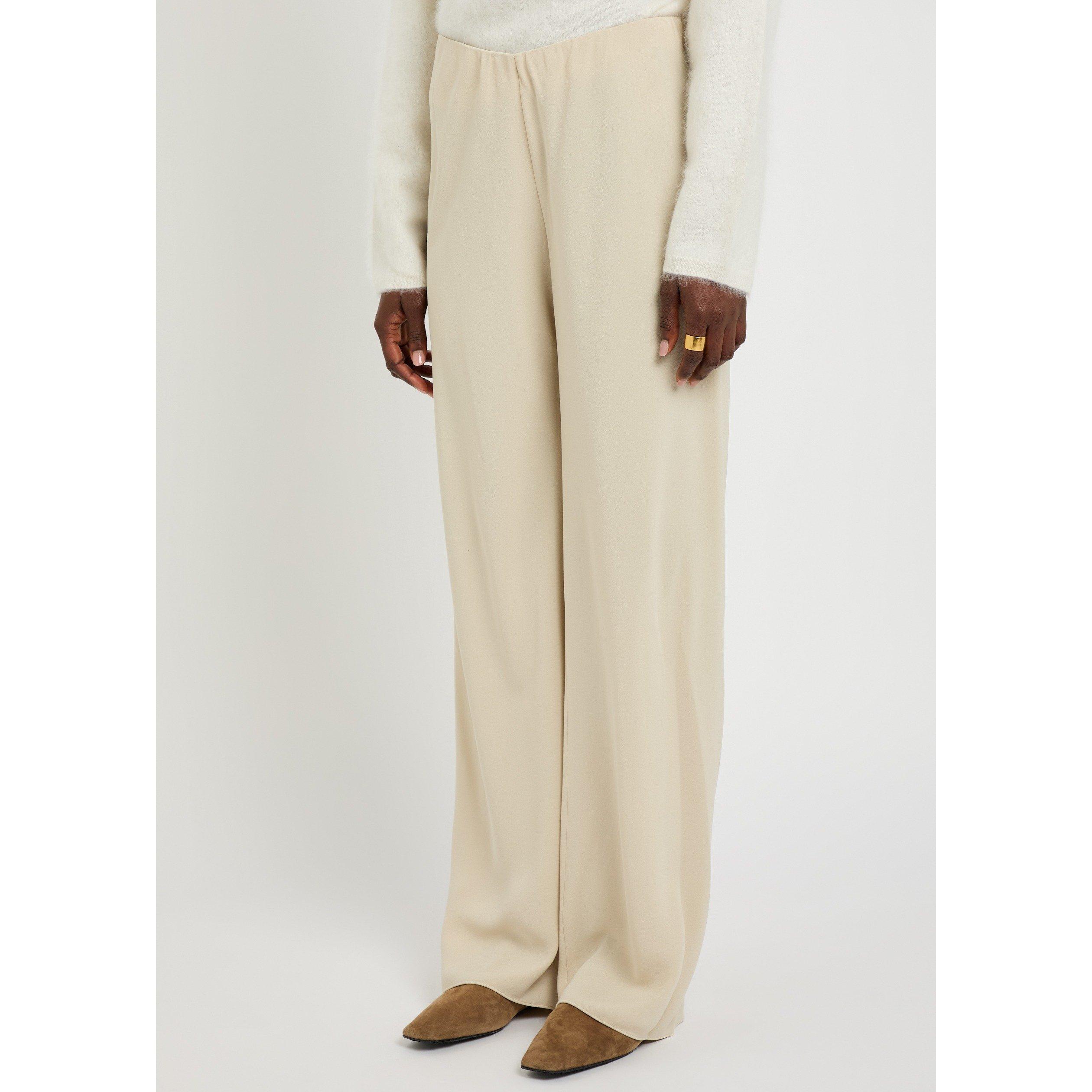 BEIGE - Vince - Women's Crepe Bias-Cut High-Waisted Wide-Leg Trousers - 2