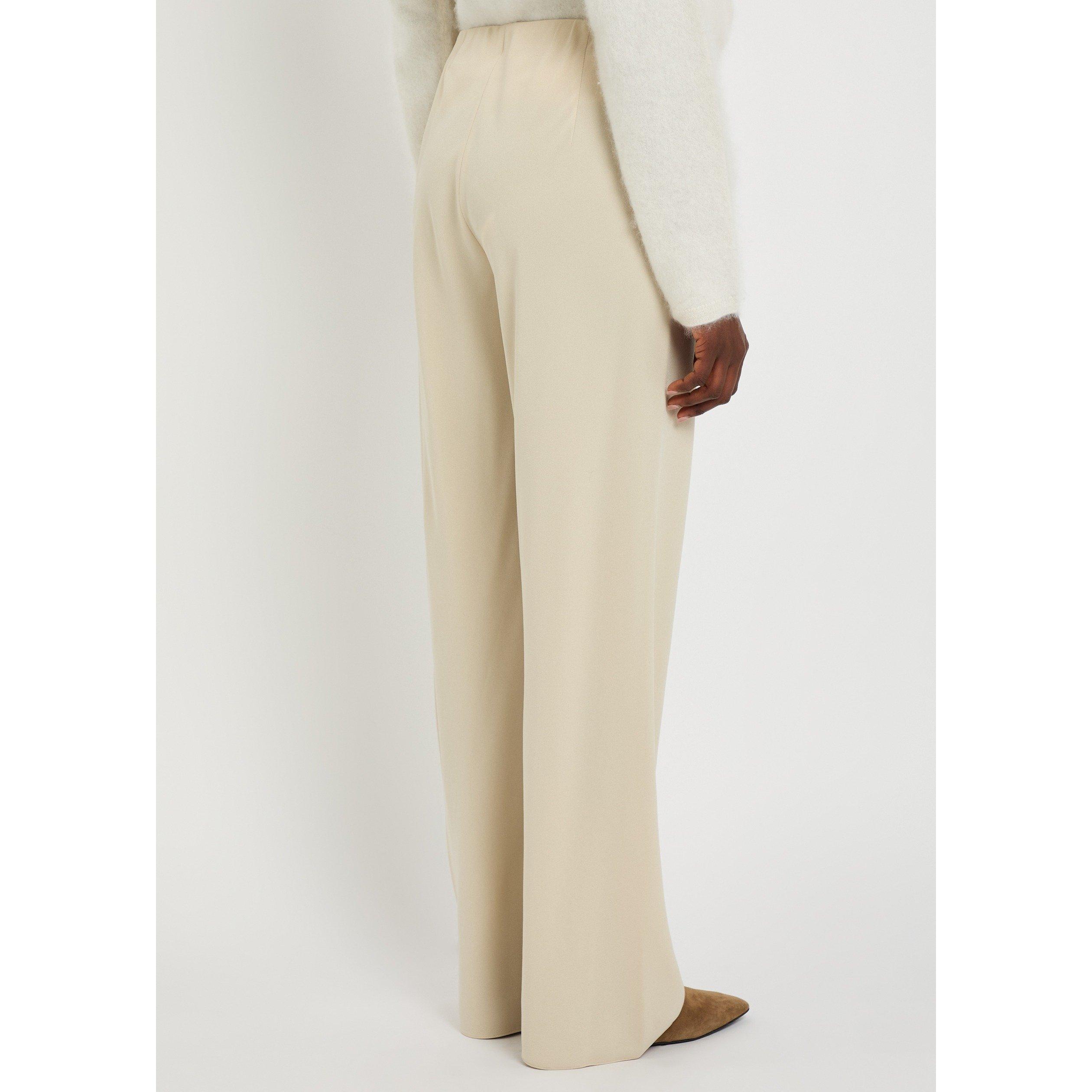 BEIGE - Vince - Women's Crepe Bias-Cut High-Waisted Wide-Leg Trousers - 3