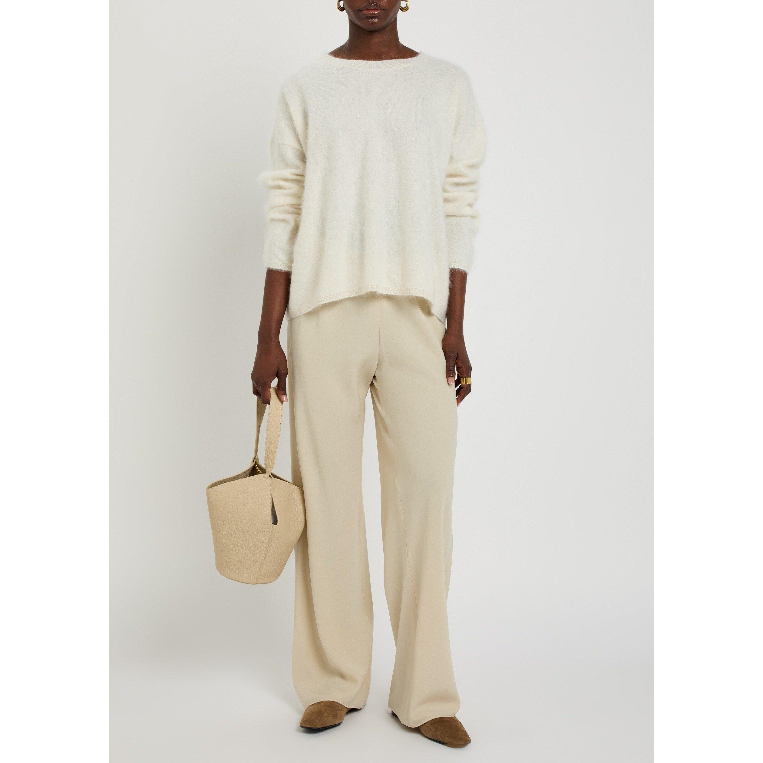 BEIGE - Vince - Women's Crepe Bias-Cut High-Waisted Wide-Leg Trousers - 5
