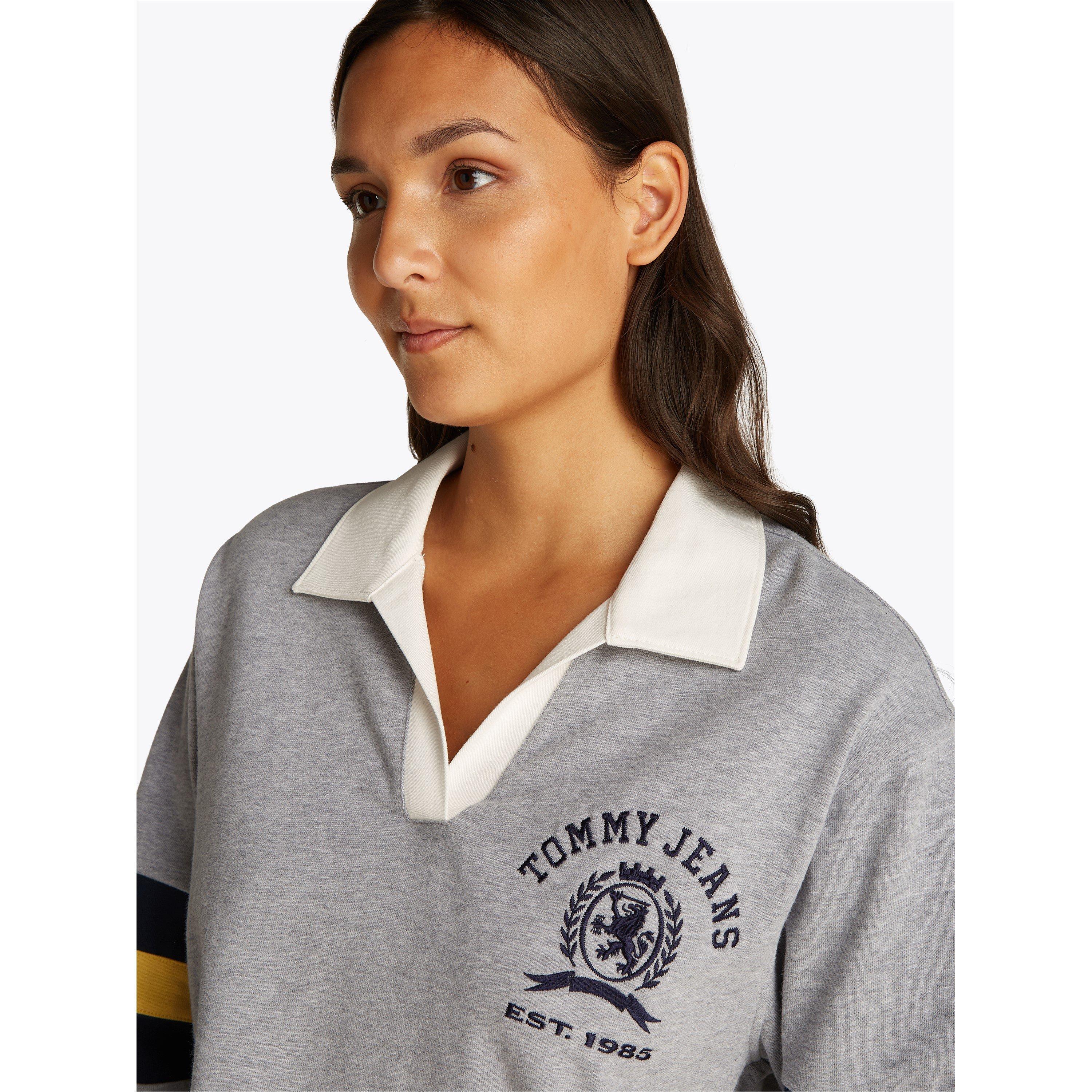 Grey Htr - Tommy Jeans - Varsity Crest Rugby Sweater - 2