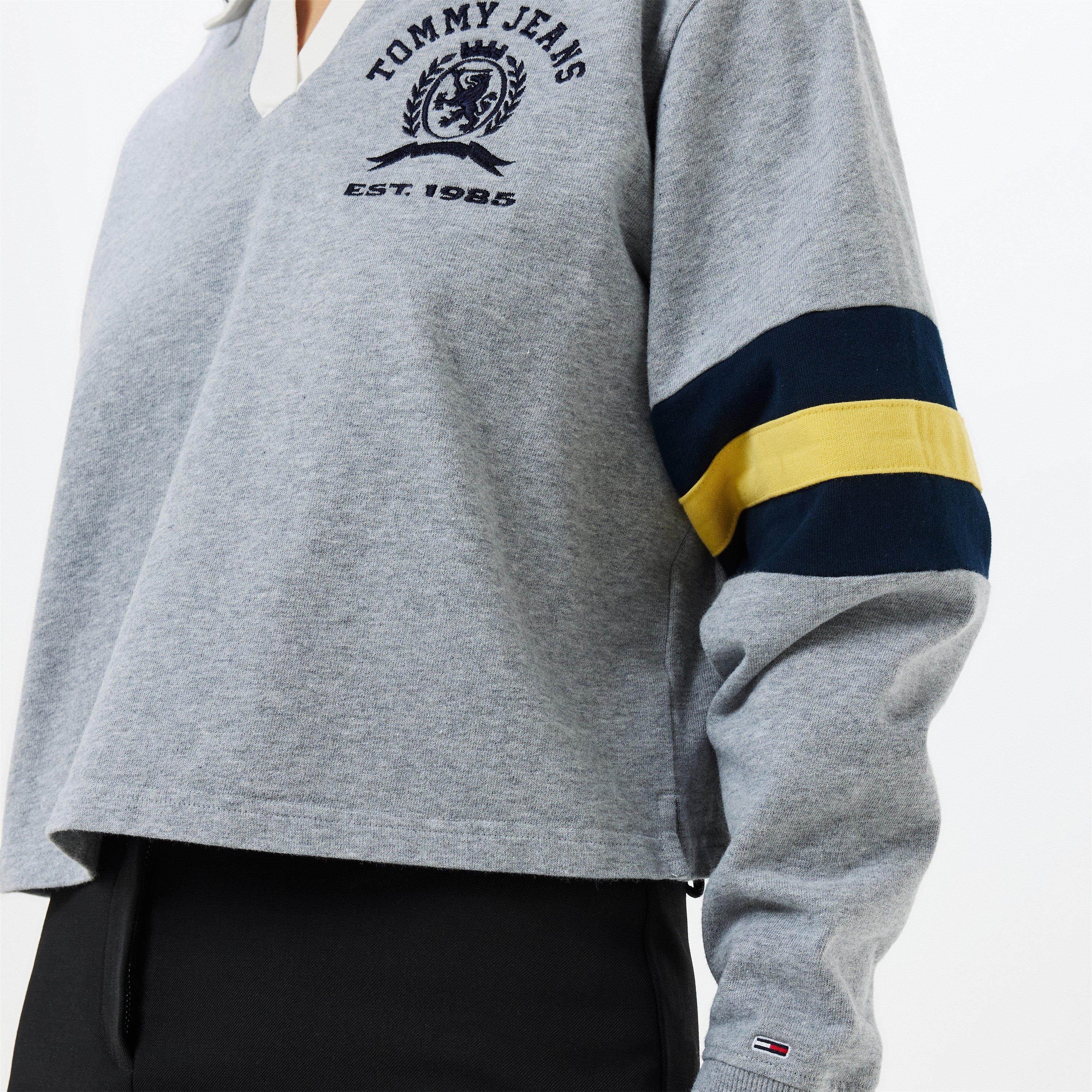 Grey Htr - Tommy Jeans - Varsity Crest Rugby Sweater - 5
