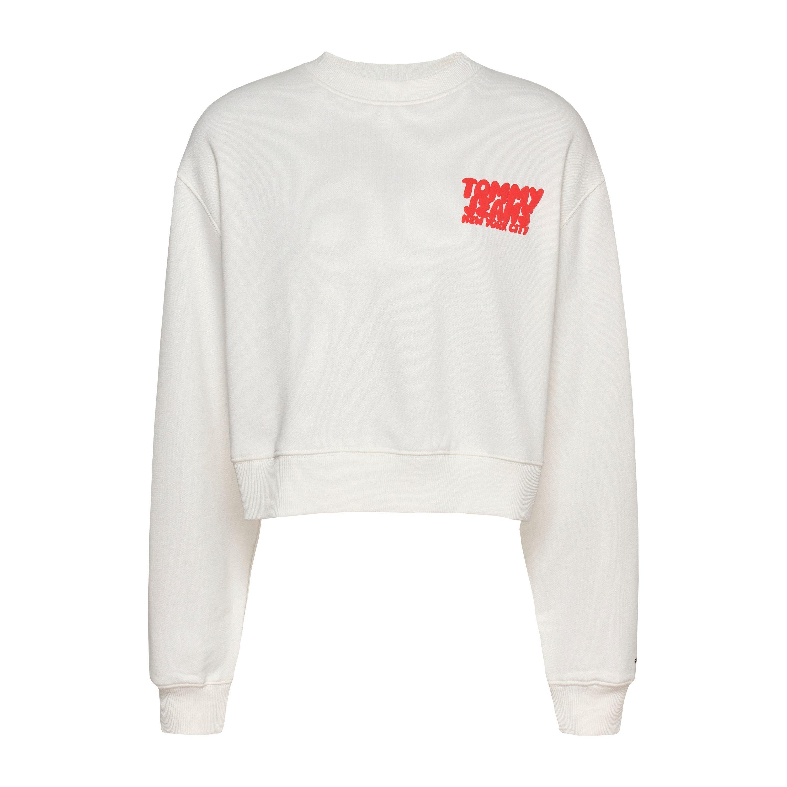 Ecru - Tommy Jeans - Women's Cropped Crew Sweatshirt - 1