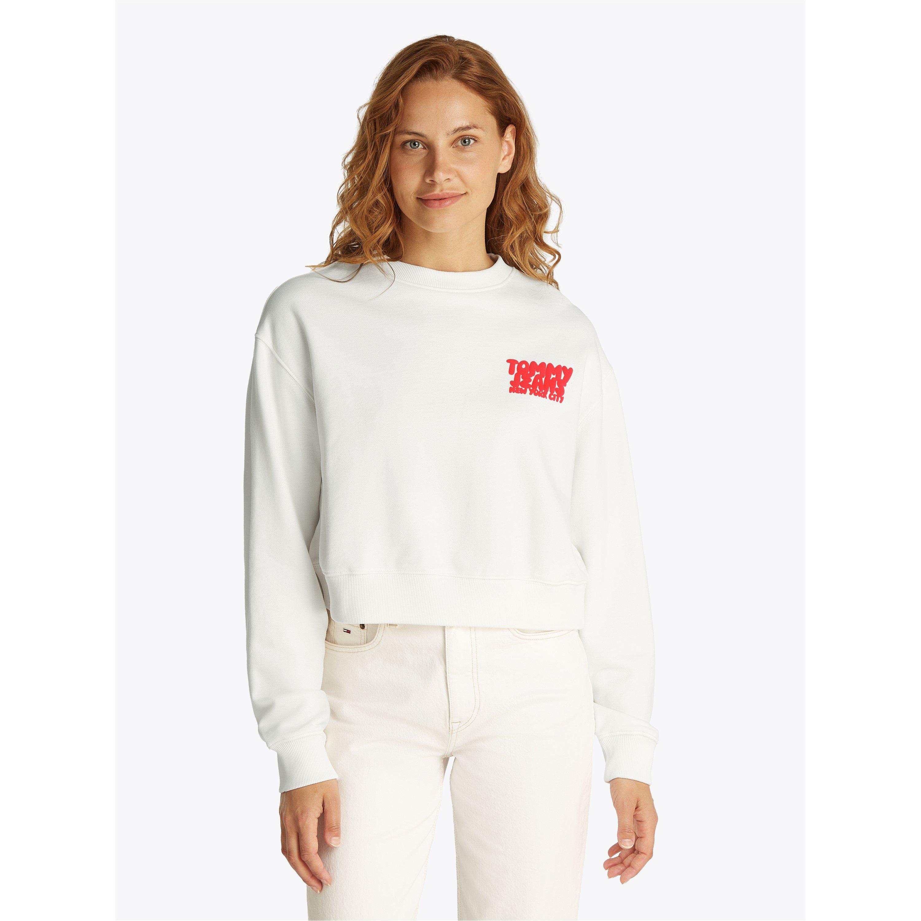 Ecru - Tommy Jeans - Women's Cropped Crew Sweatshirt - 3