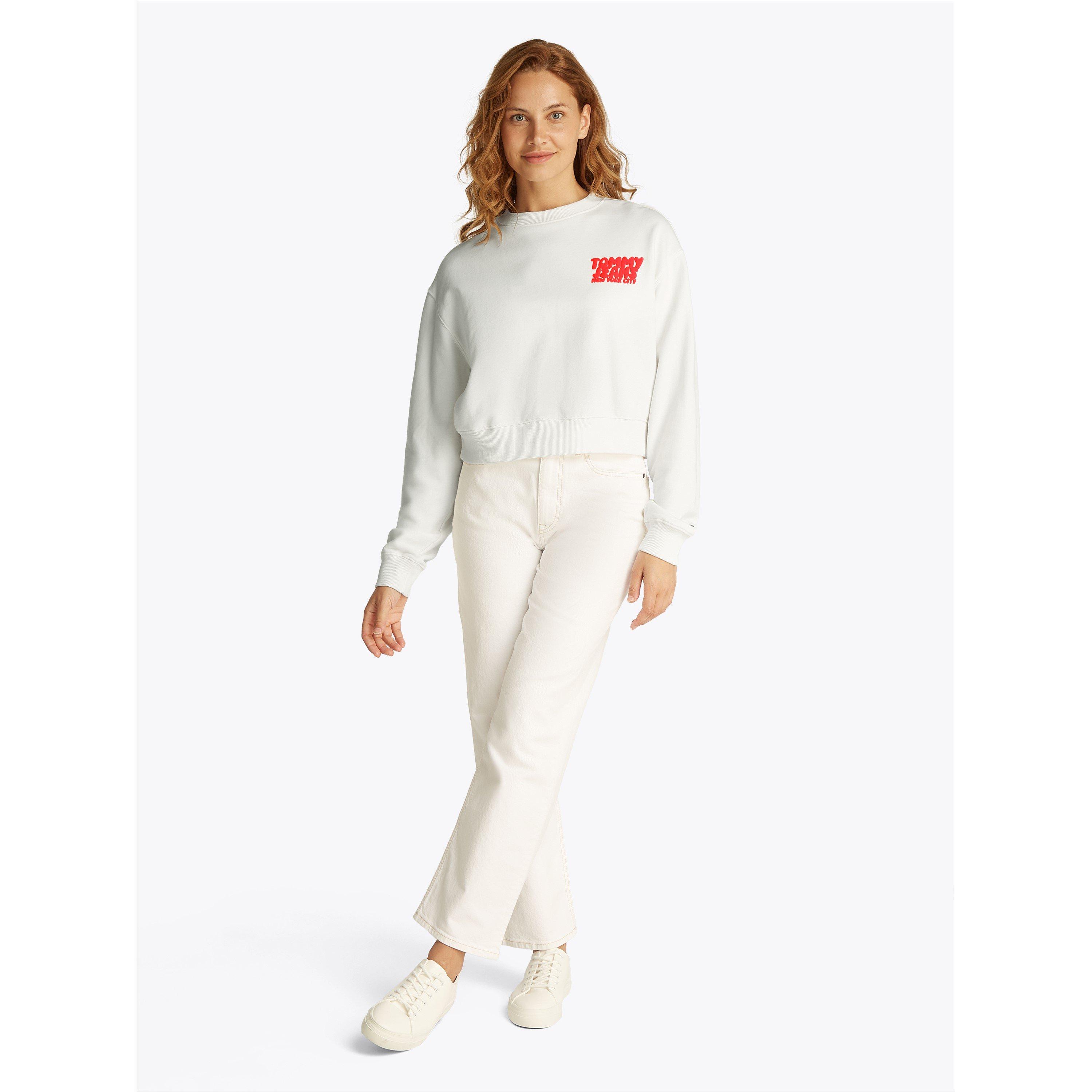 Ecru - Tommy Jeans - Women's Cropped Crew Sweatshirt - 5