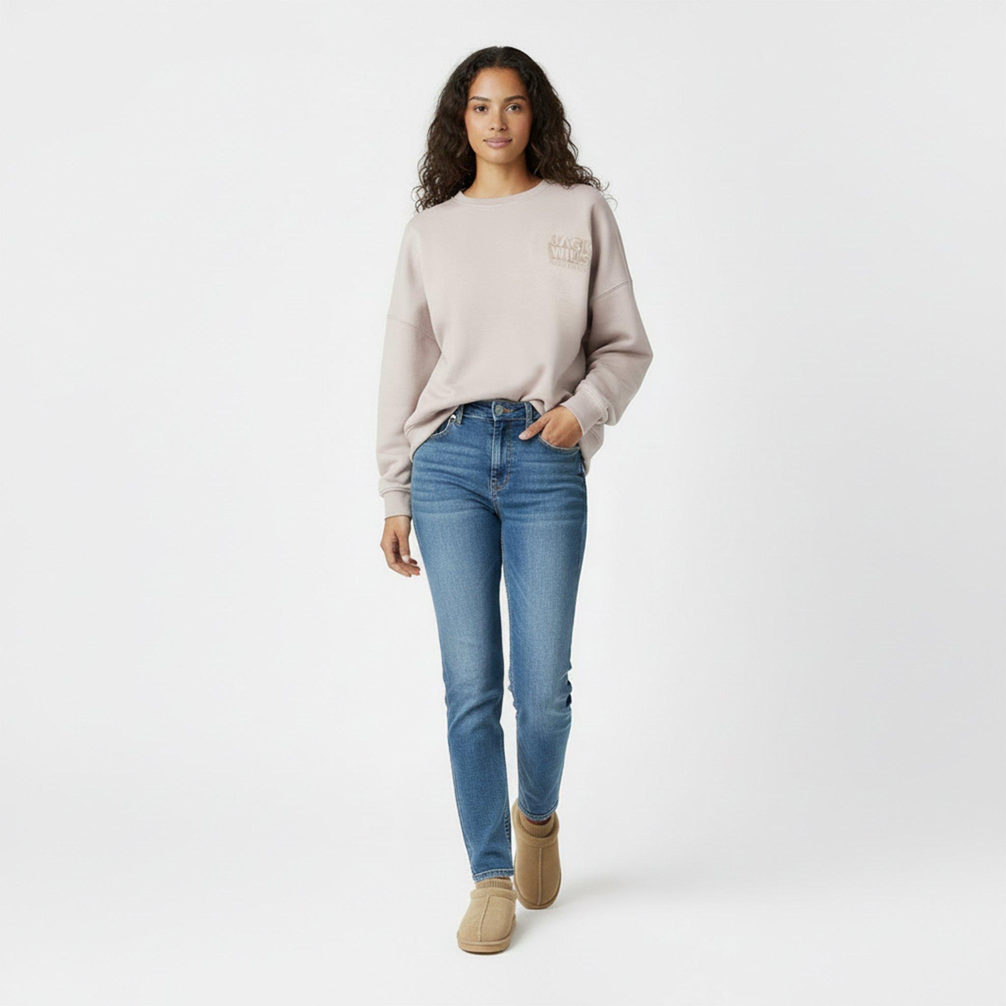 Taupe - Jack Wills - Women's Oversized Crew Sweatshirt - 5