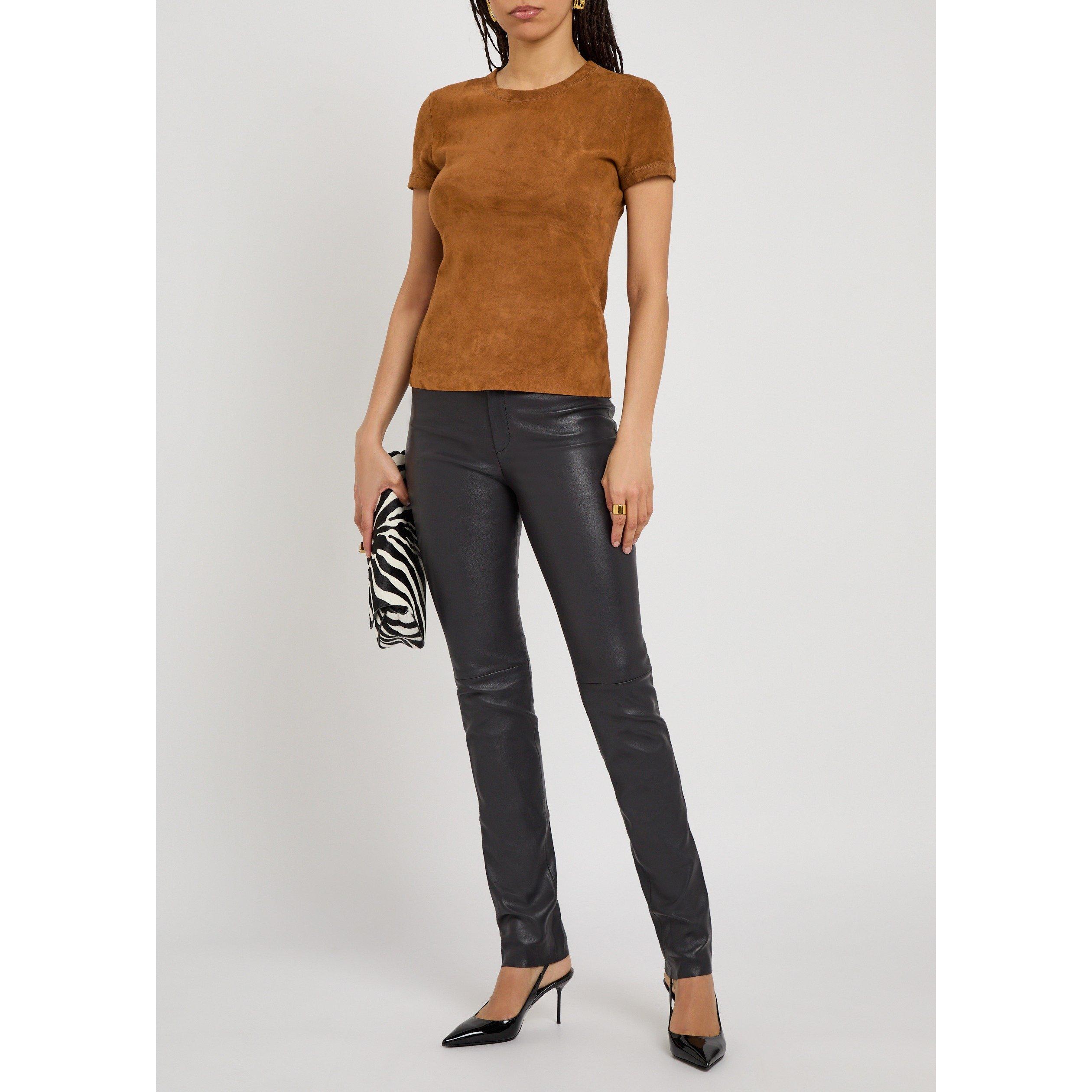 DARK GREY - Stouls - Women's Newton Slim-Fit Leather Trousers - 5