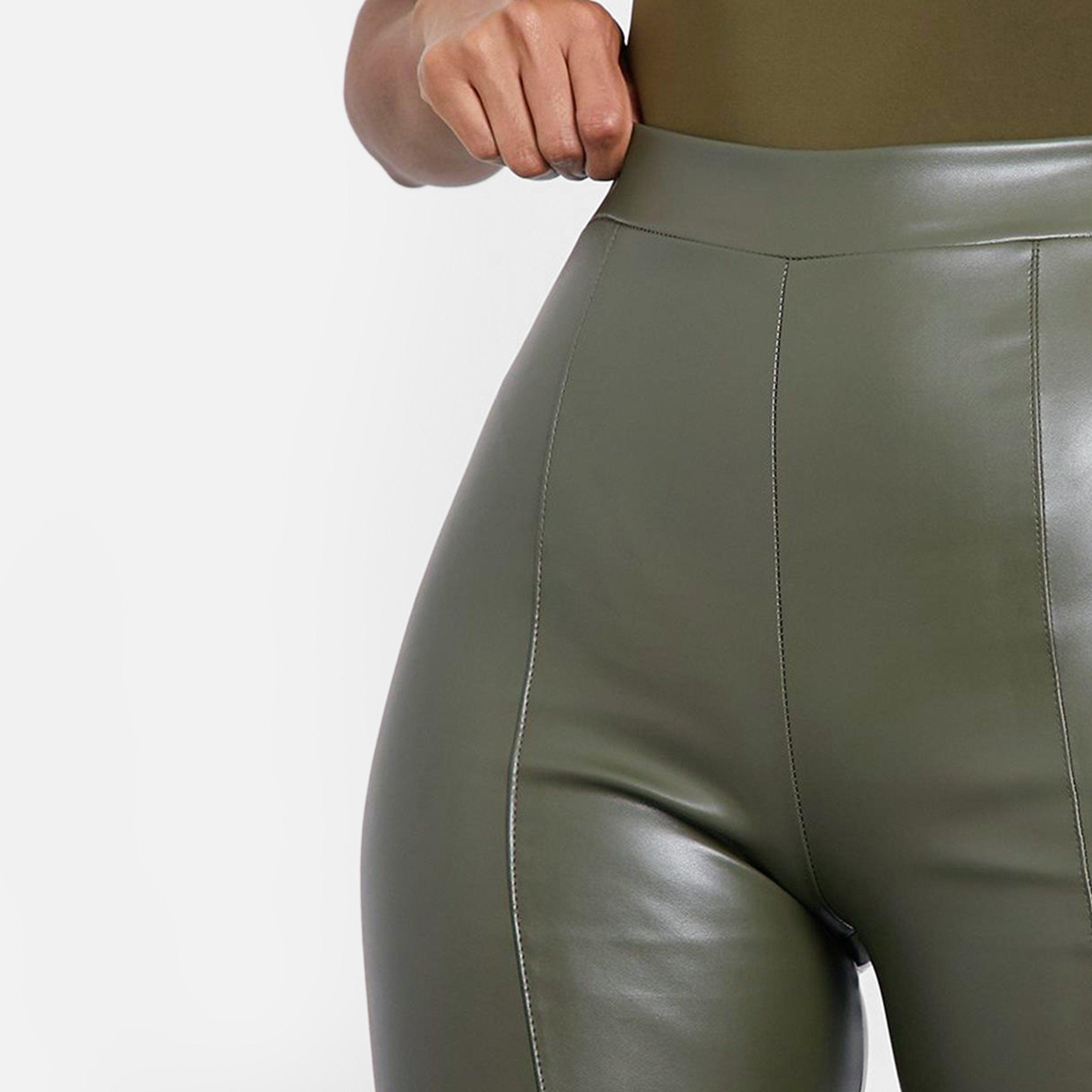 Green - I Saw It First - ISAWITFIRST Faux Leather Split Front Wide Leg Trousers - 5