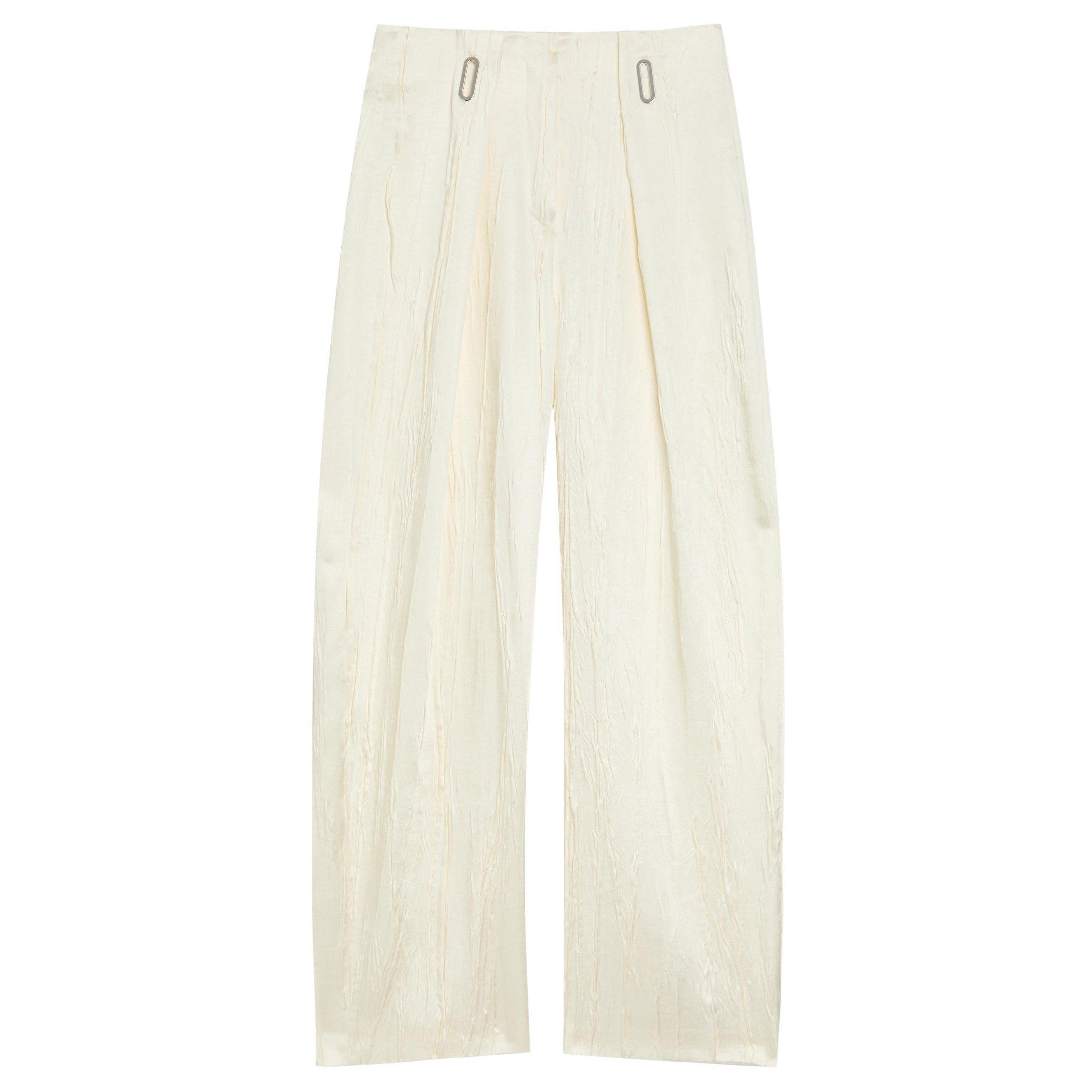 IVORY - Sportmax - Women's Satin Wide-Leg Trousers - 1