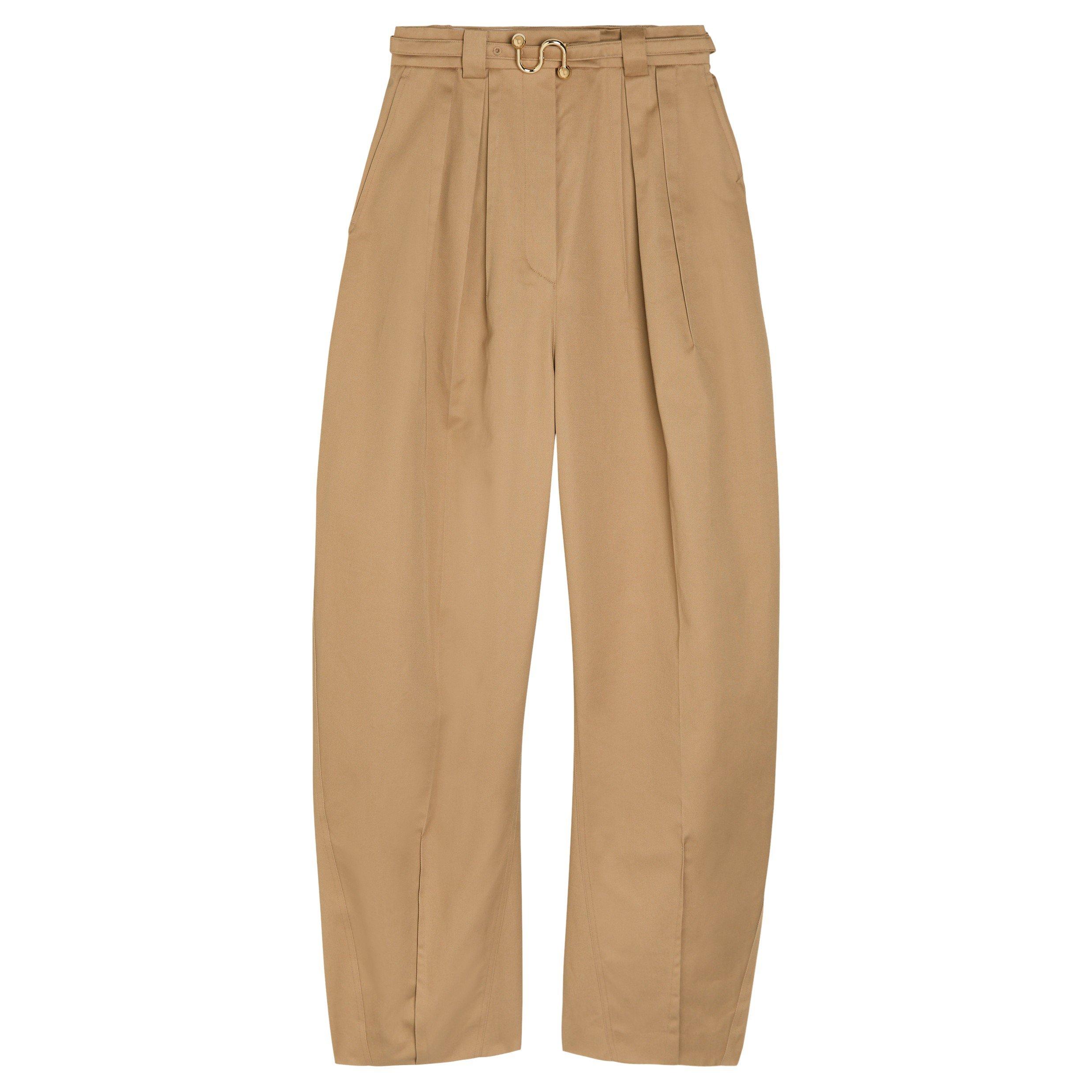 BROWN - Sportmax - Women's Idoneo Cotton Wide-Leg Trousers - 1
