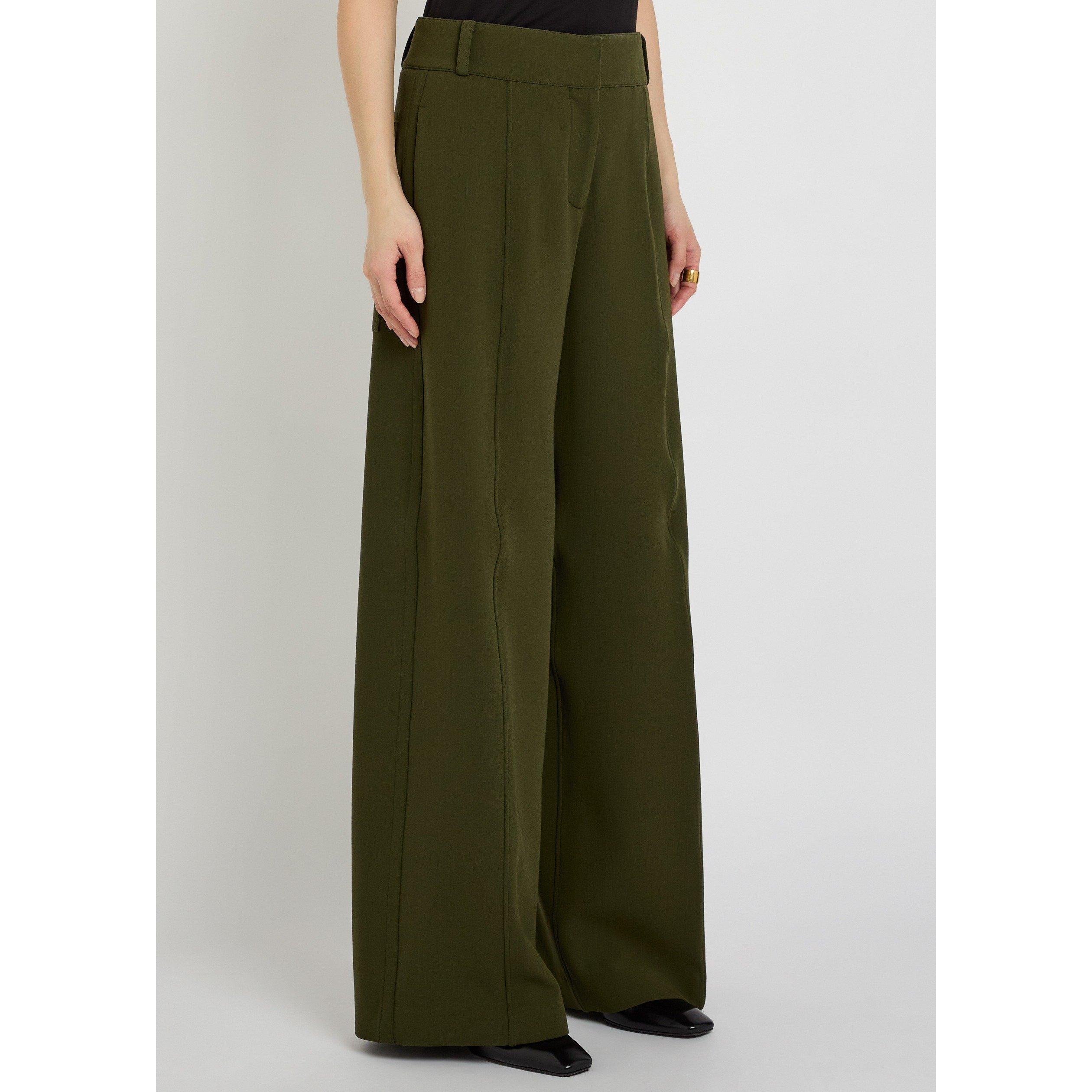 DARK GREEN - Another Tomorrow - DOUBLE FACE HIGH WAIST PANT - 2