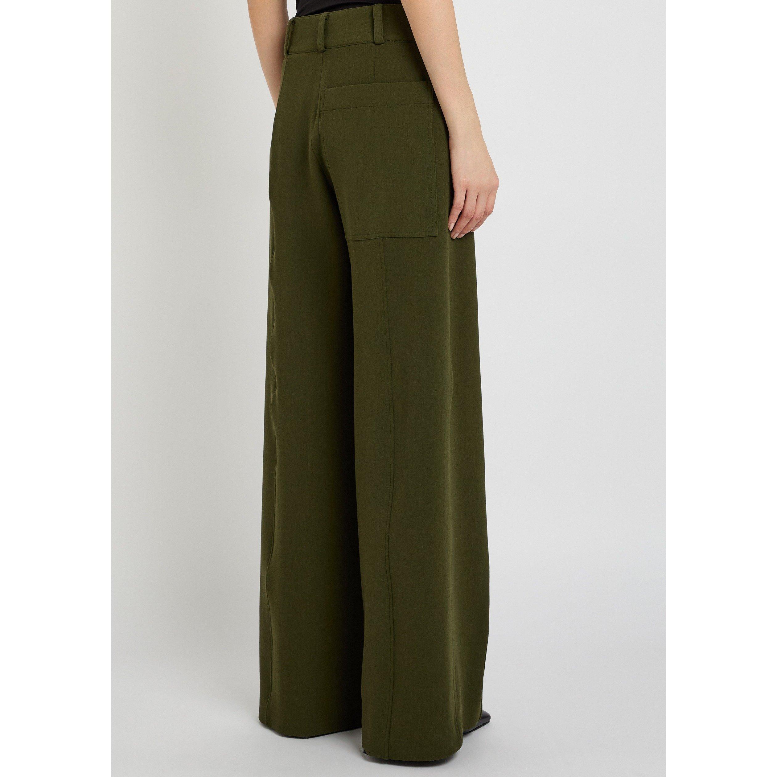 DARK GREEN - Another Tomorrow - DOUBLE FACE HIGH WAIST PANT - 3
